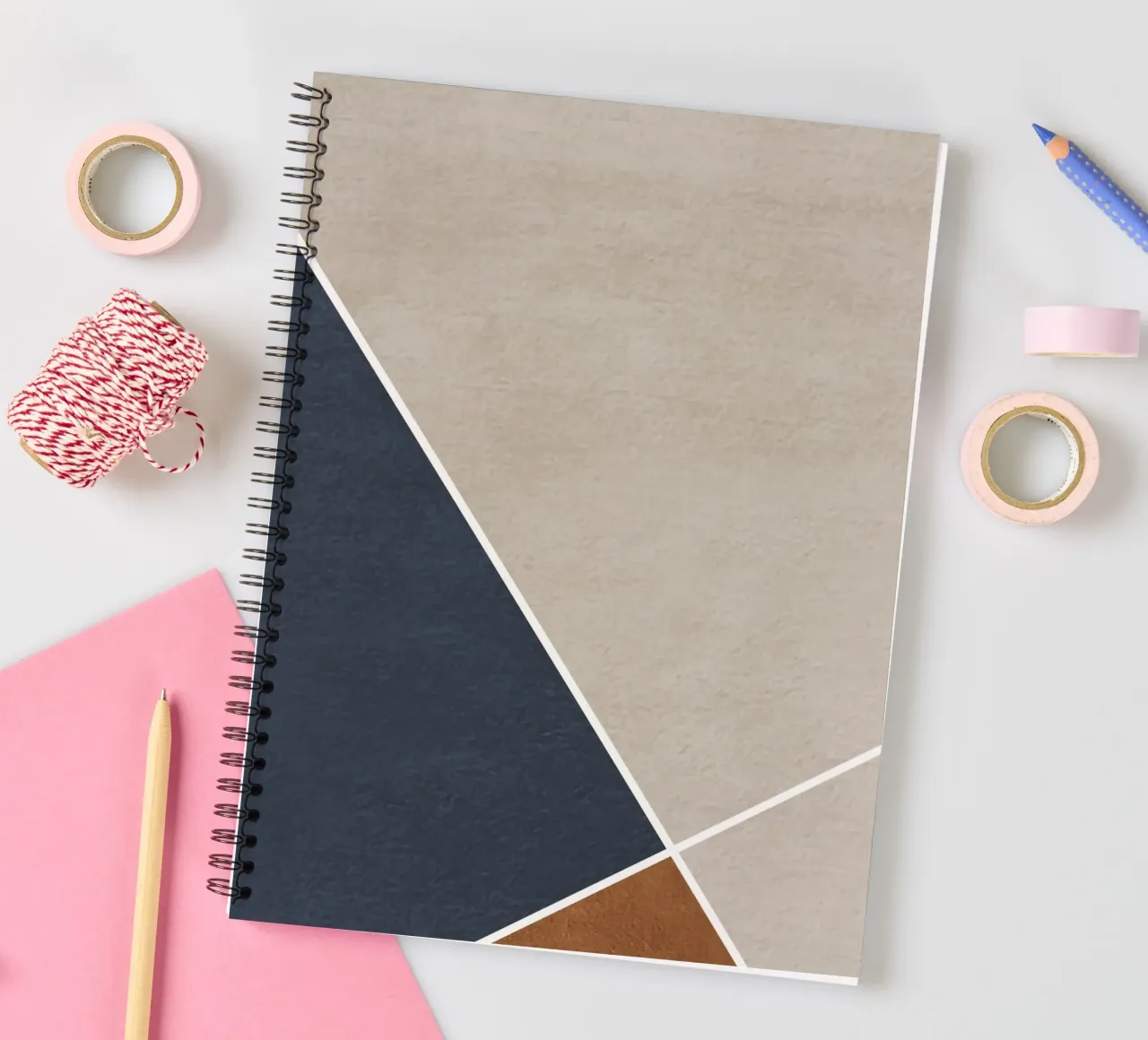 abstract geometric 3 colors spiral notebook by vintageshop