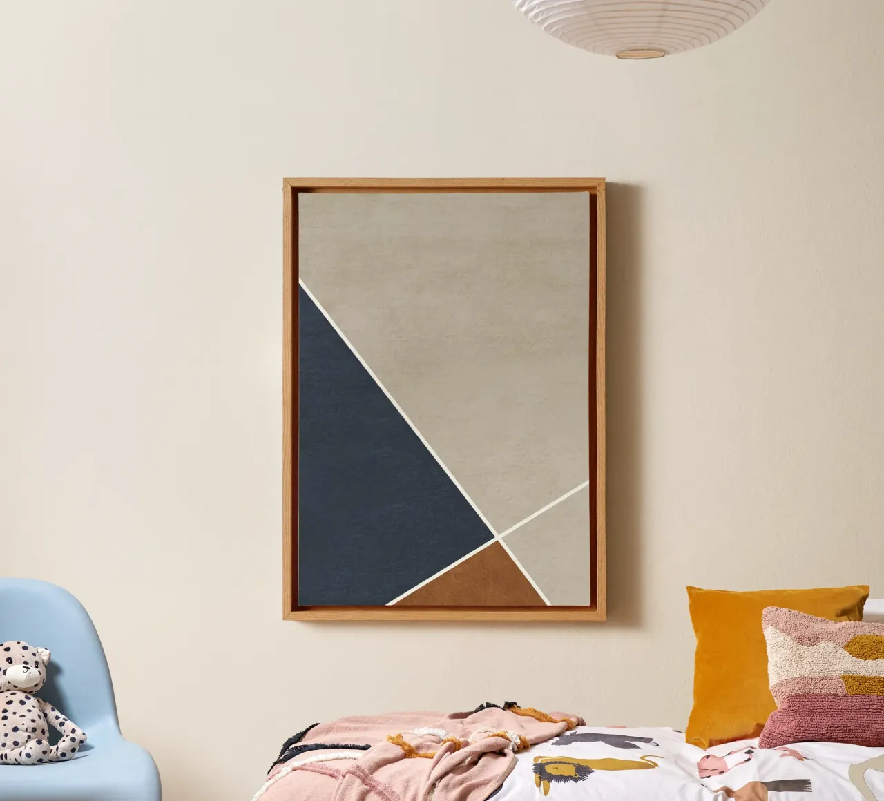 abstract geometric 3 colors canvas met Baklijst van vintageshop