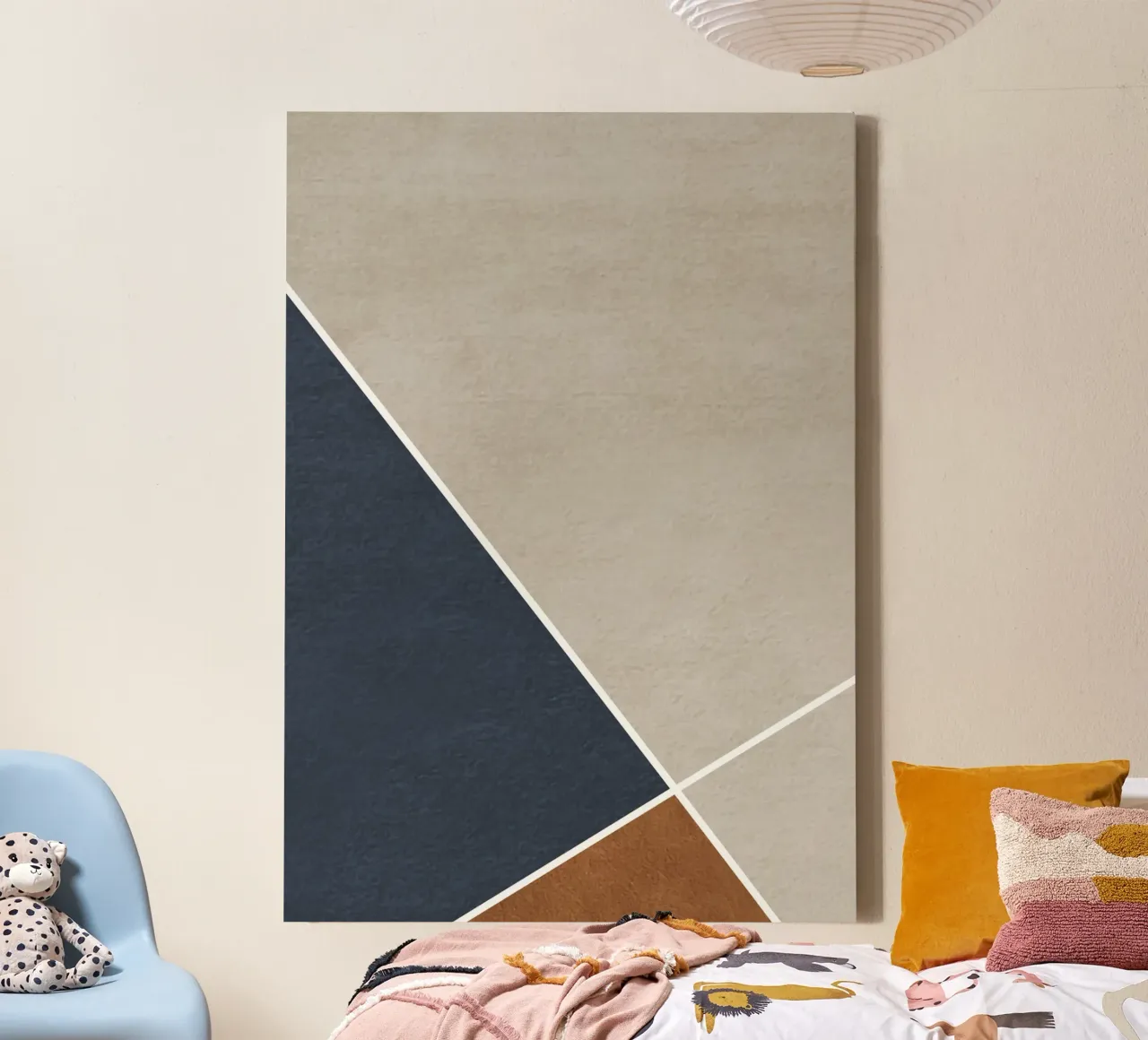 abstract geometric 3 colors canvas met Baklijst van vintageshop