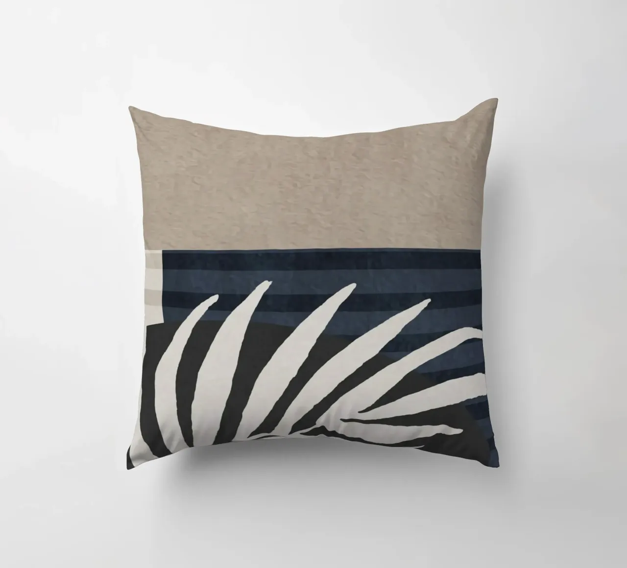 organic geometric abstract with white leaf cuscino da vintageshop