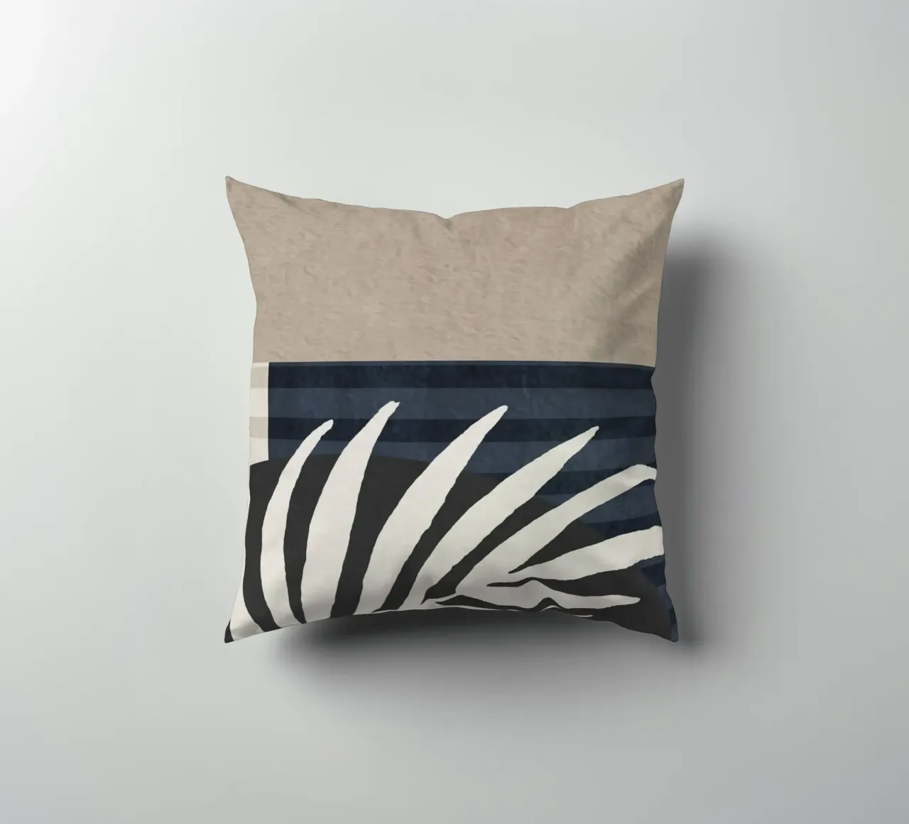 organic geometric abstract with white leaf cuscino da vintageshop