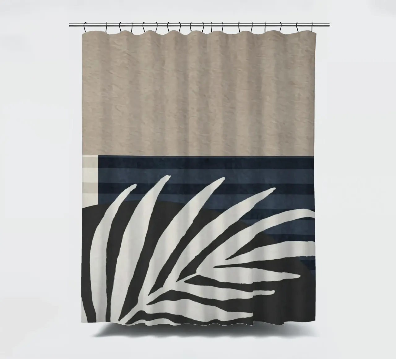 organic geometric abstract with white leaf tenda da doccia da vintageshop