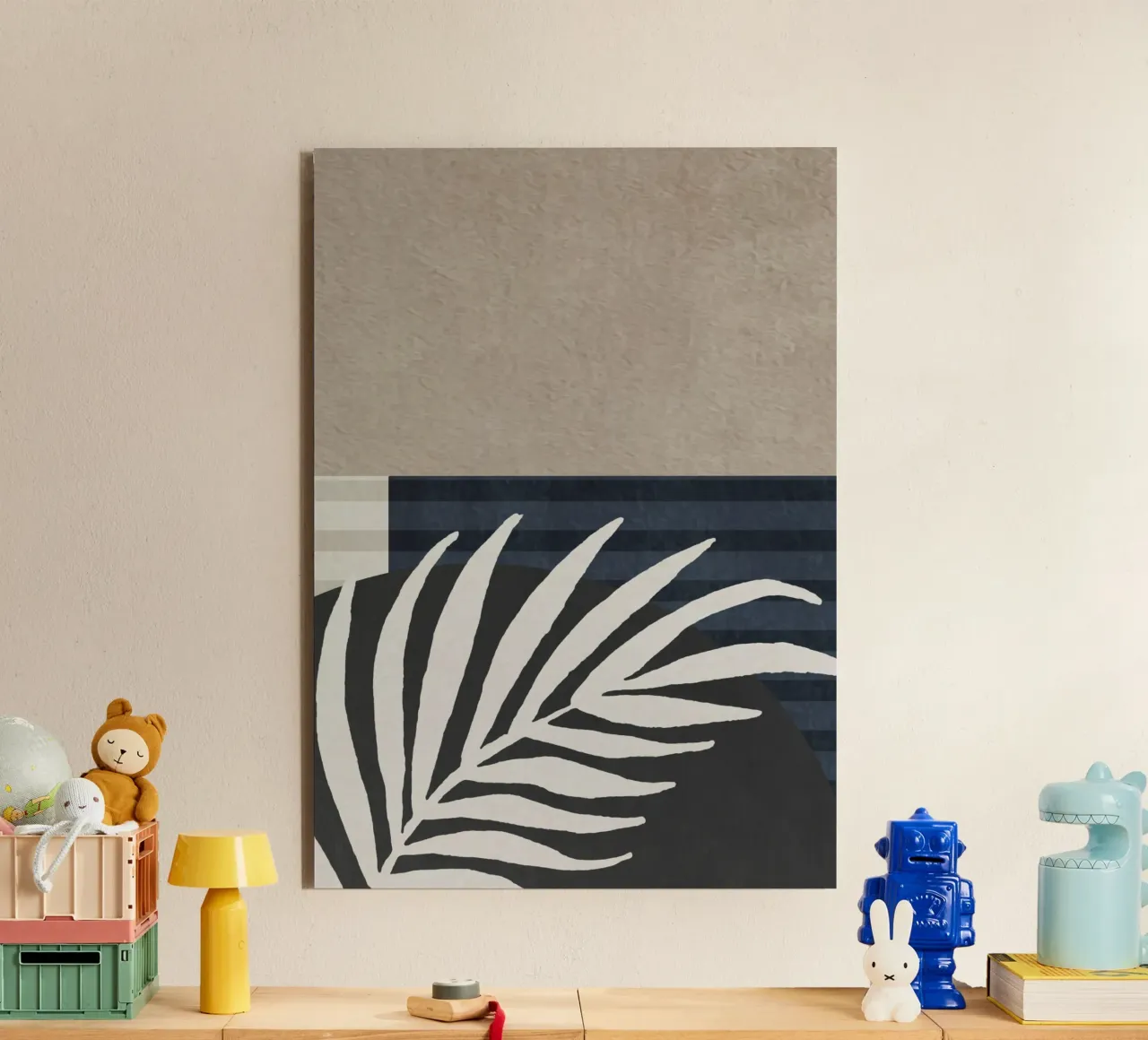 organic geometric abstract with white leaf alluminio dibond da vintageshop
