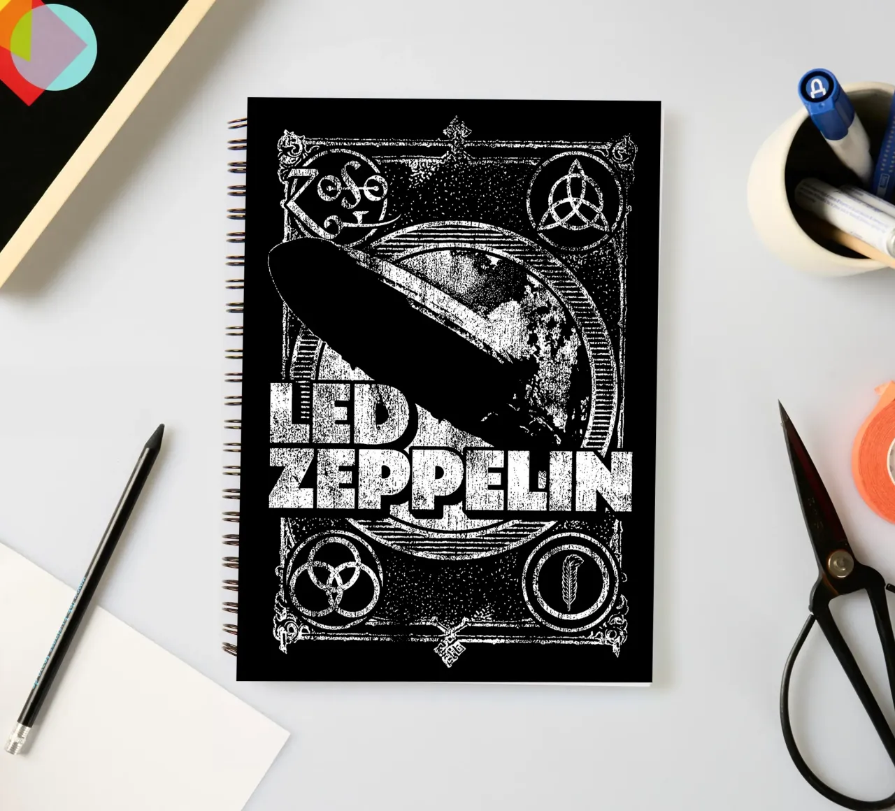 Led Zeppelin - Black And White spiral notebook by Gage Gottlieb