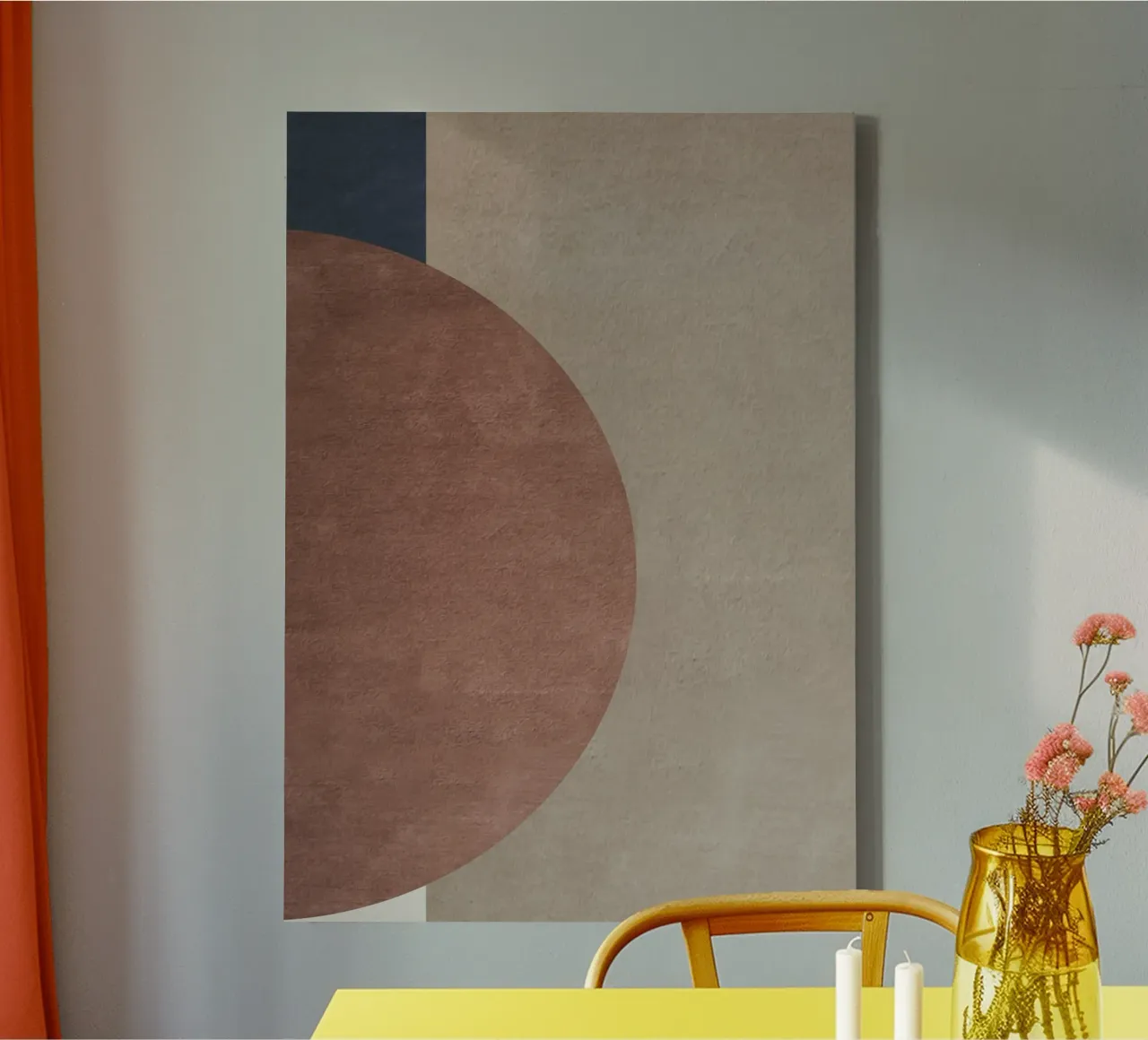 organic geometric abstract boho 1 canvas met Baklijst van vintageshop