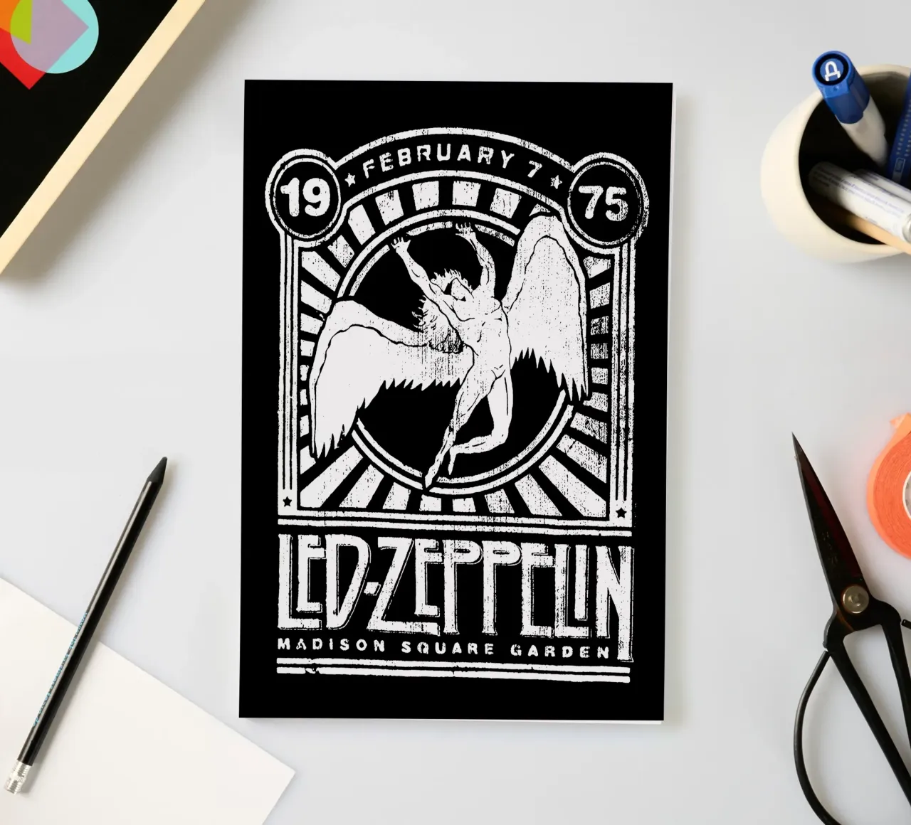 Led Zeppelin - White Typography notebook by Gage Gottlieb