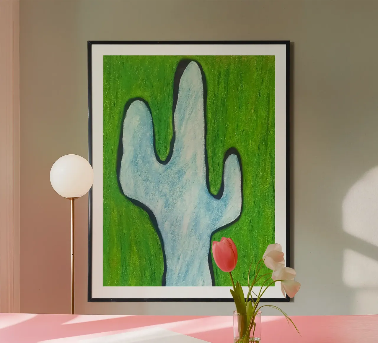 Cactus doux poster avec cadre en bois de Cohe studio