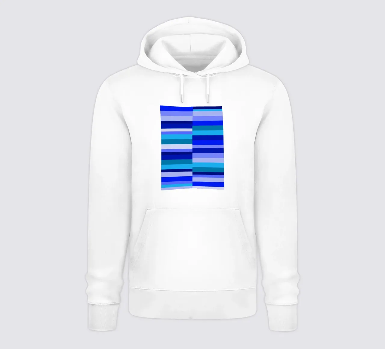 Strisce nei toni del blu, forme geometriche, stampa moderna felpa con cappuccio da Lilou Art