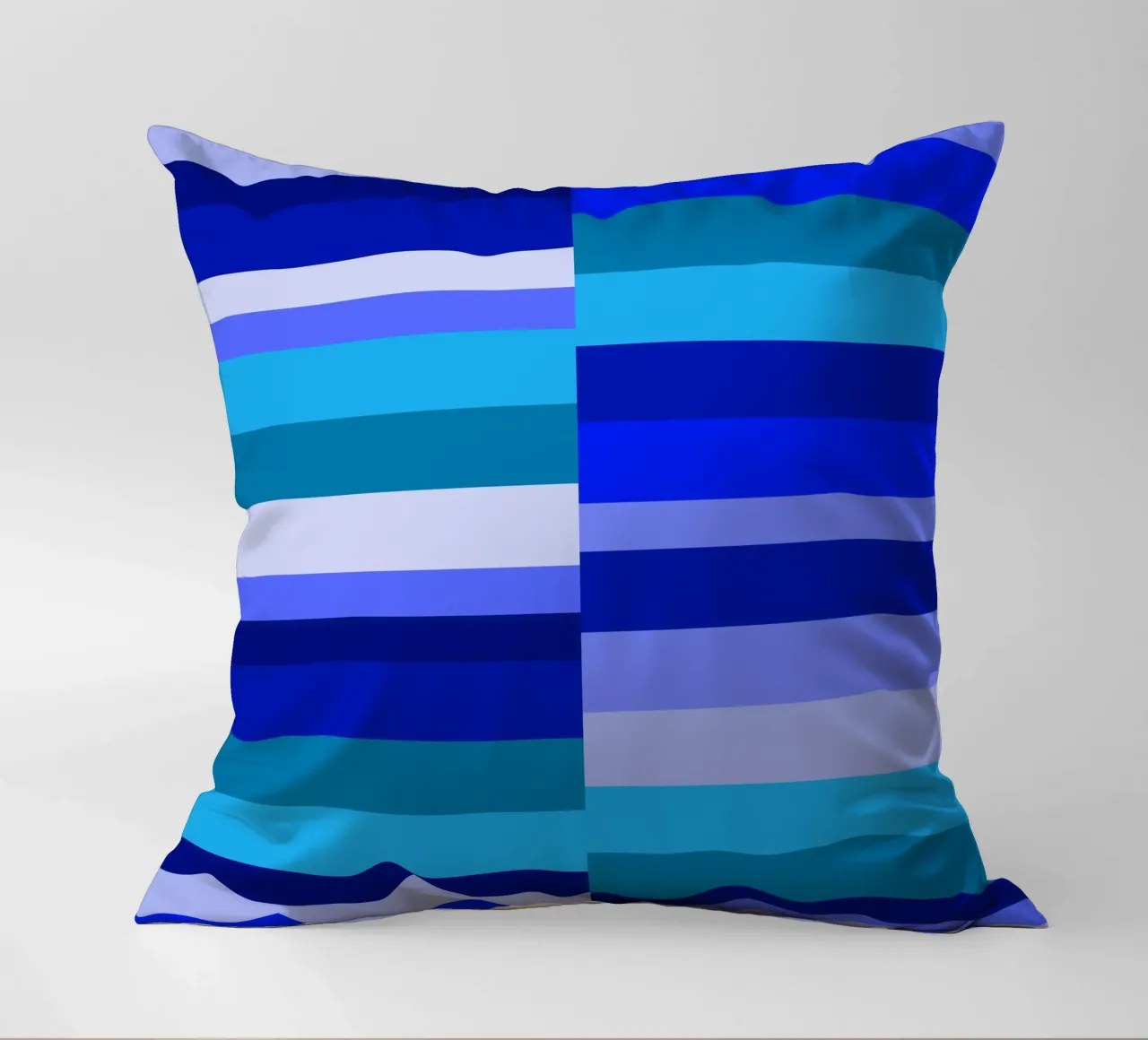 Strisce nei toni del blu, forme geometriche, stampa moderna cuscino da Lilou Art