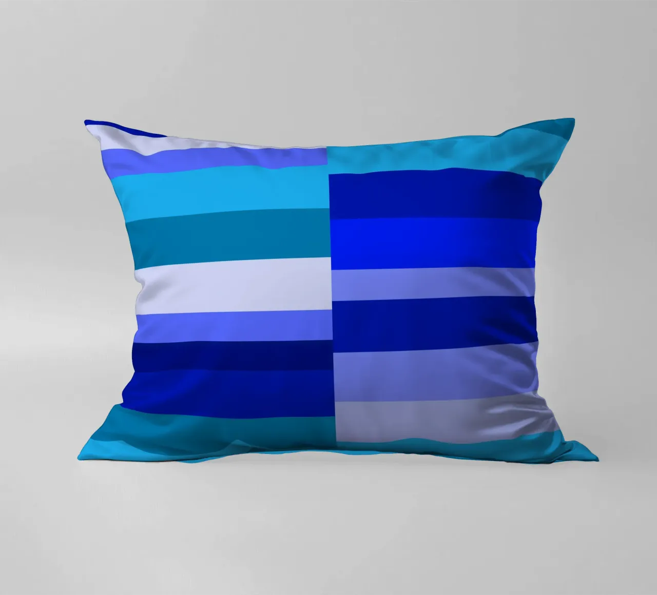 Strisce nei toni del blu, forme geometriche, stampa moderna cuscino da Lilou Art
