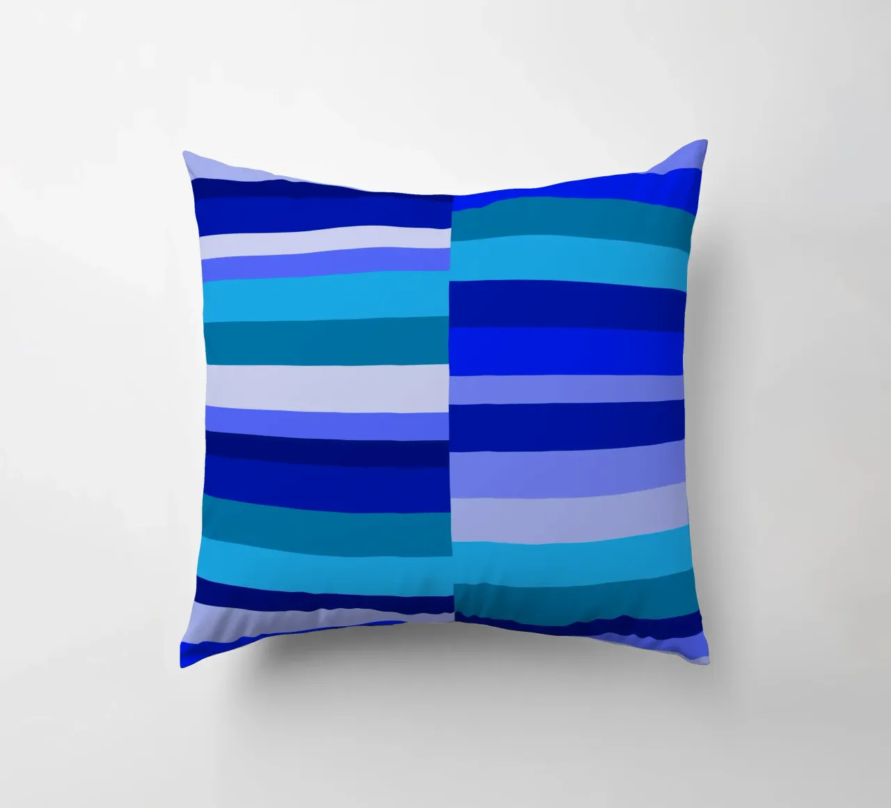 Strisce nei toni del blu, forme geometriche, stampa moderna cuscino da Lilou Art