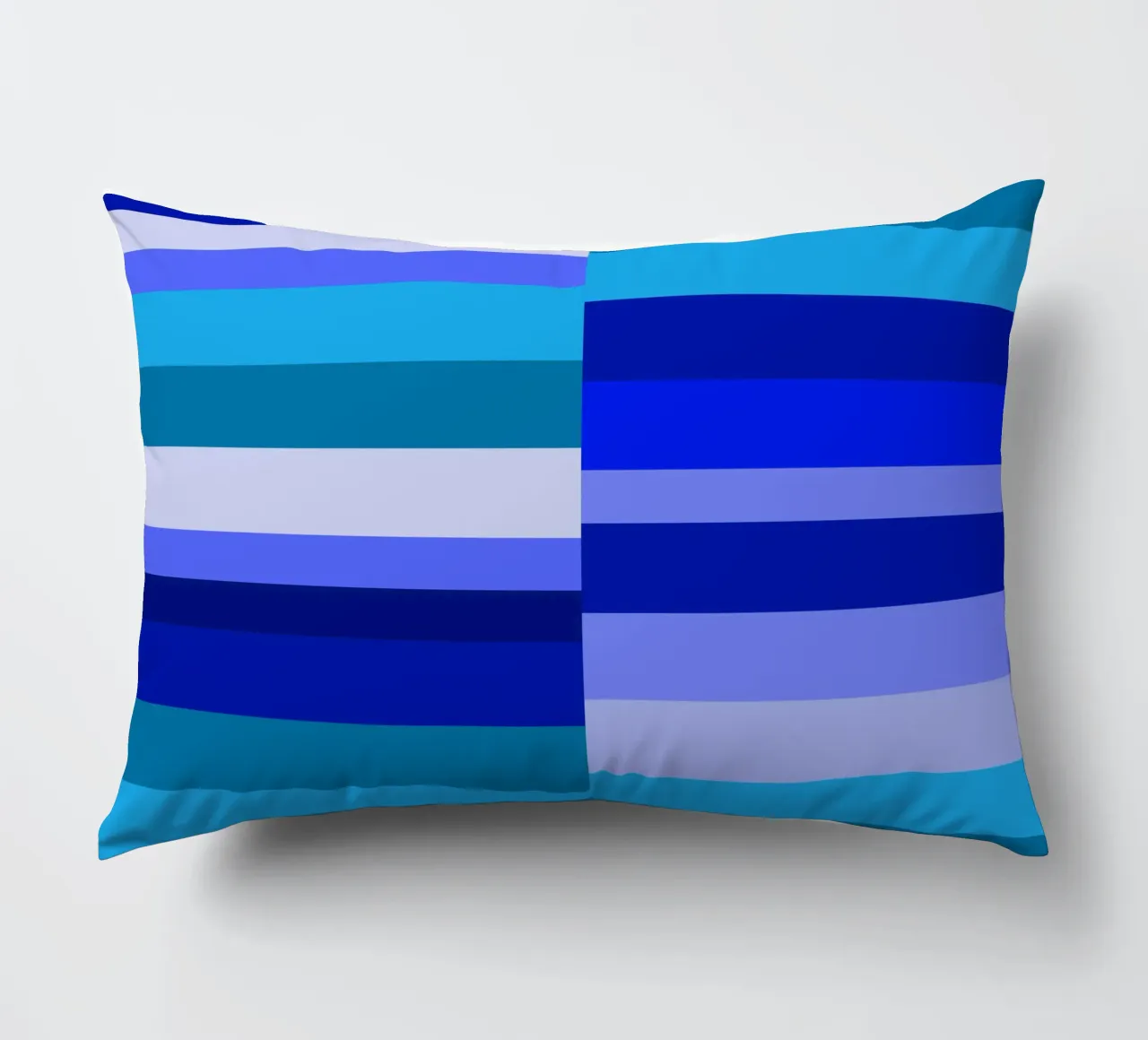 Strisce nei toni del blu, forme geometriche, stampa moderna cuscino da Lilou Art