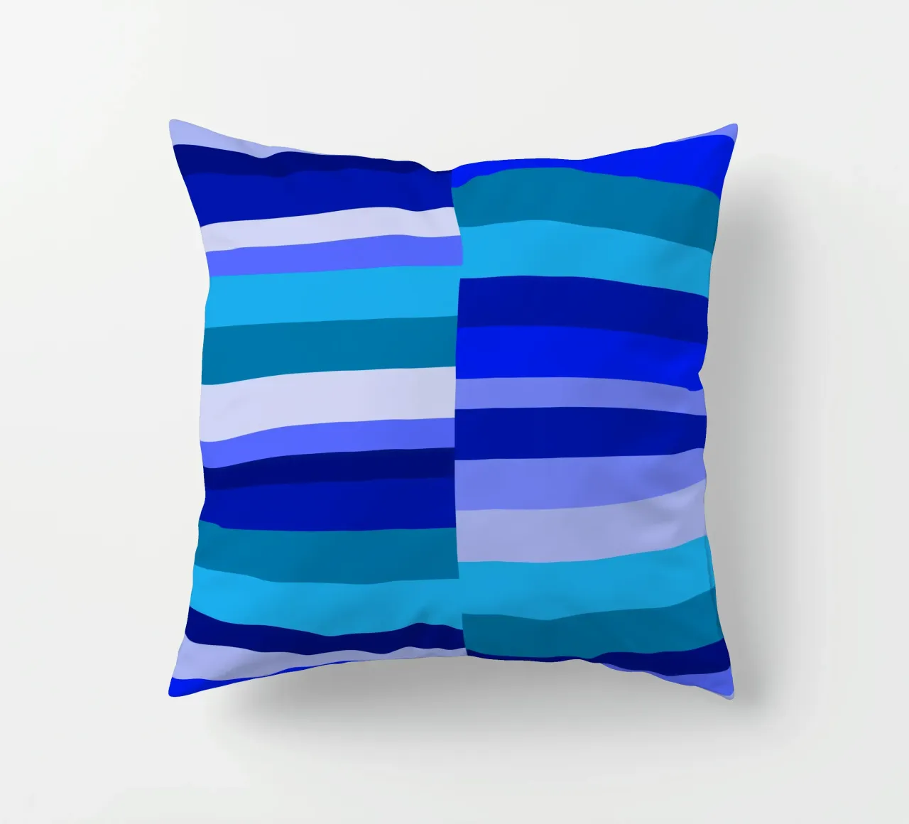 Strisce nei toni del blu, forme geometriche, stampa moderna cuscino da Lilou Art