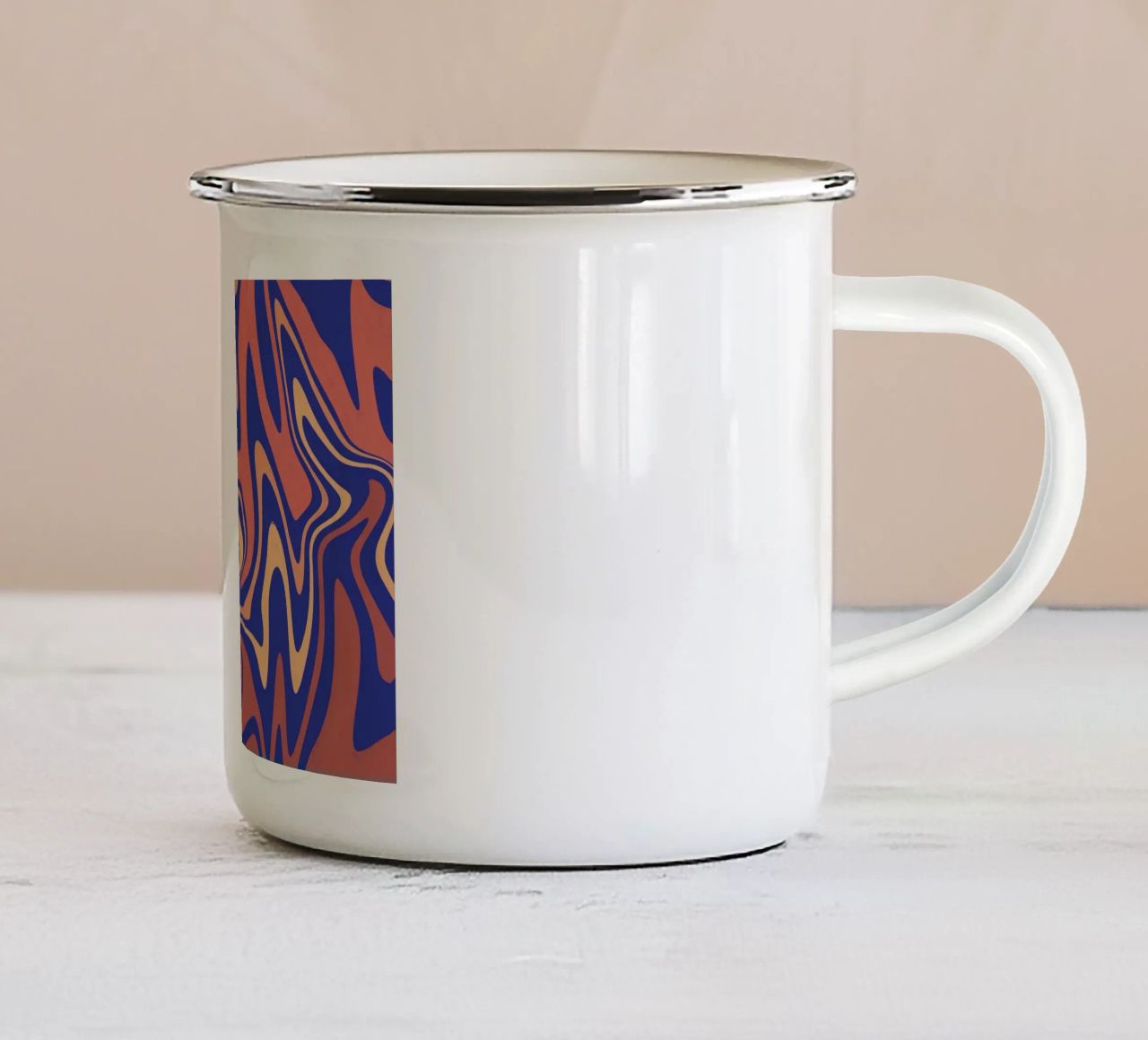 Fluid lines pattern 08 enamel mug by Little Dean