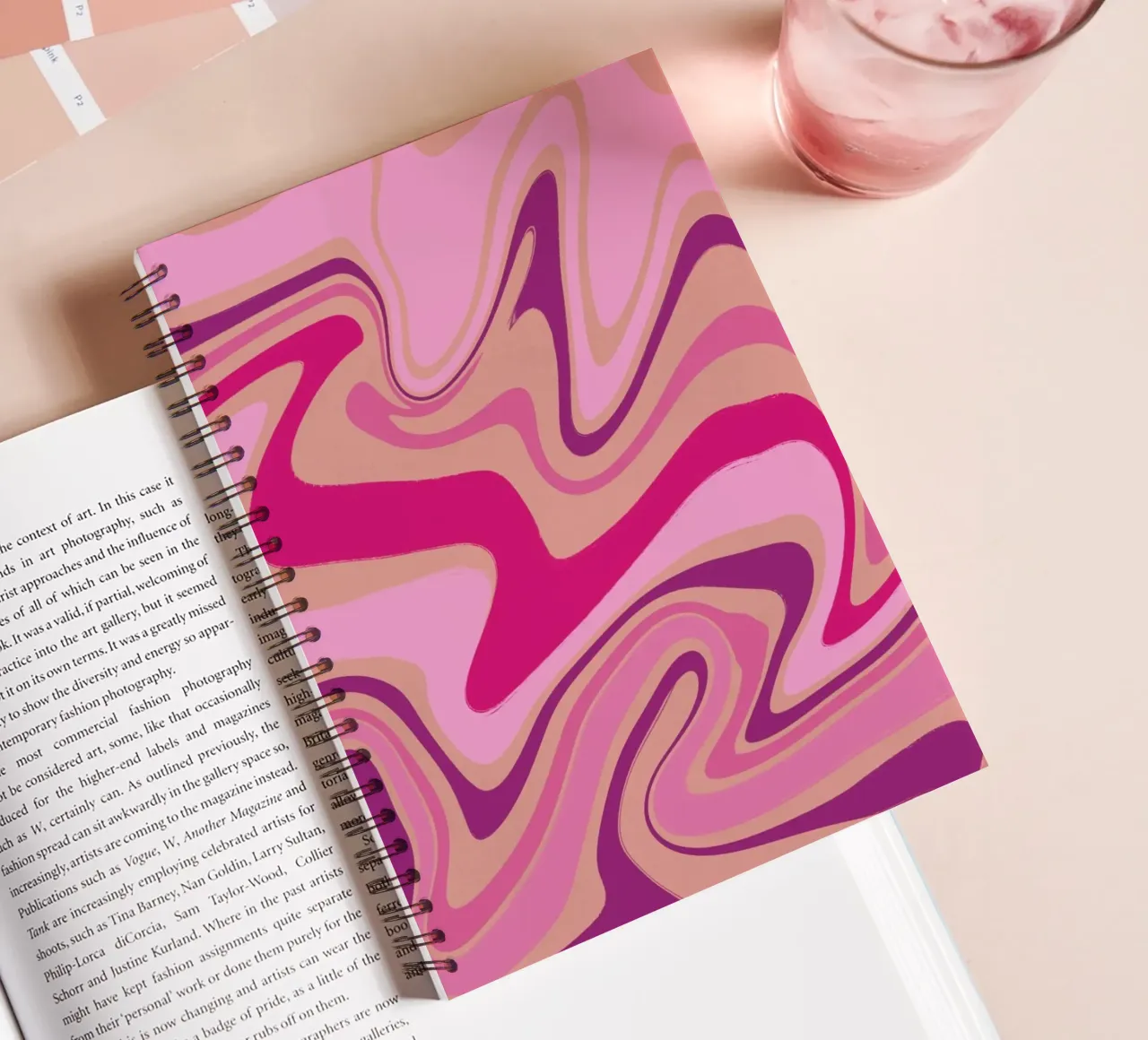 Fluid lines pattern 09 spiral notebook by Little Dean