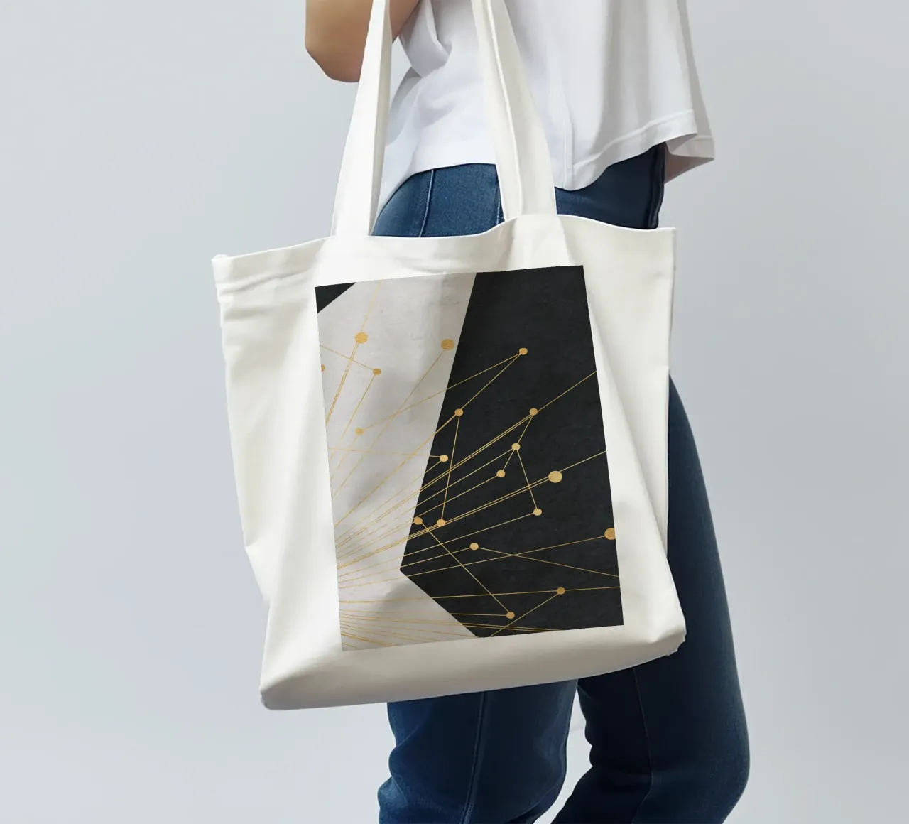 abstract geometric star jute draagtas van vintageshop
