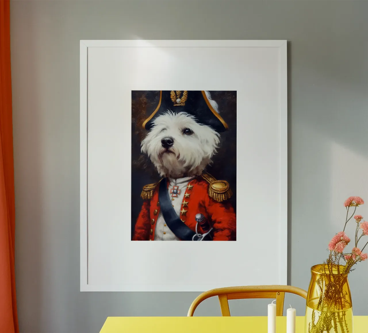 Terrier bianco delle Highlands occidentali Napoleone poster con telaio in alluminio da Fleur de Lys