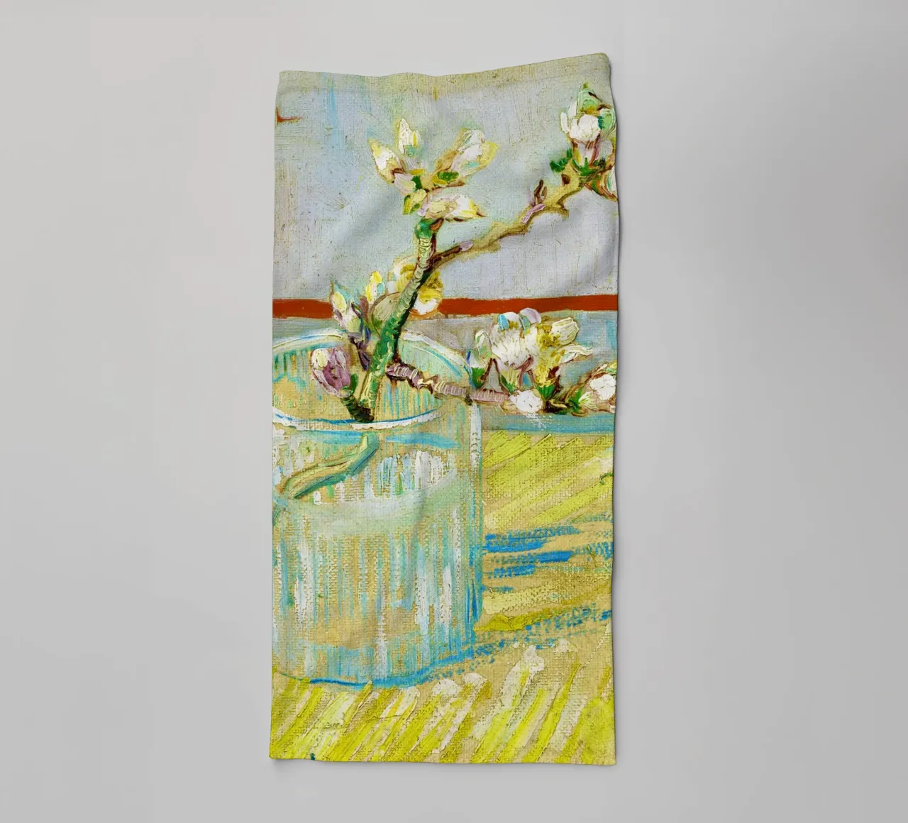 Rametto di mandorlo in fiore in un bicchiere di Van Gogh (1888) asciugamano da bagno da Venus Art
