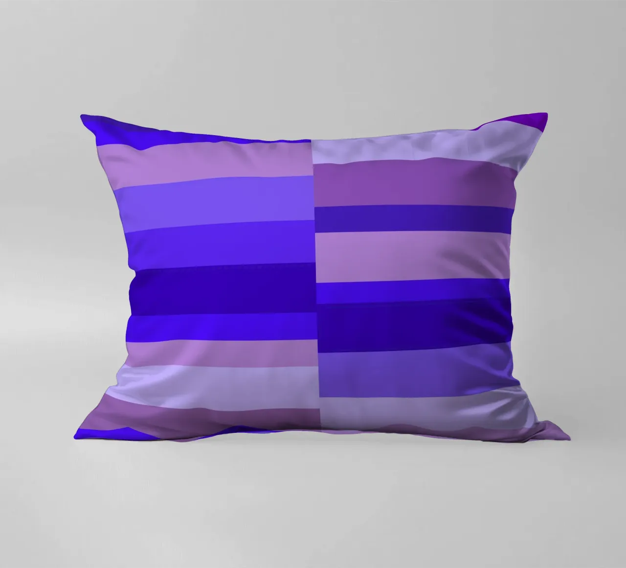 Stripes in shades of blue, geometric shapes, modern print decorative cushion by Lilou Art