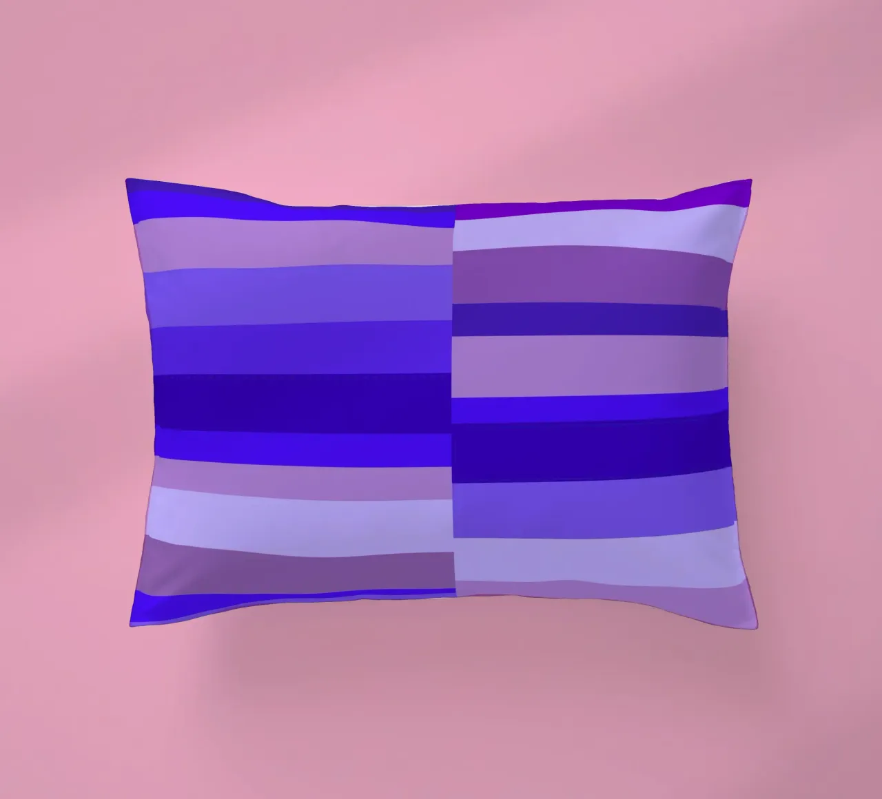 Stripes in shades of blue, geometric shapes, modern print decorative cushion by Lilou Art