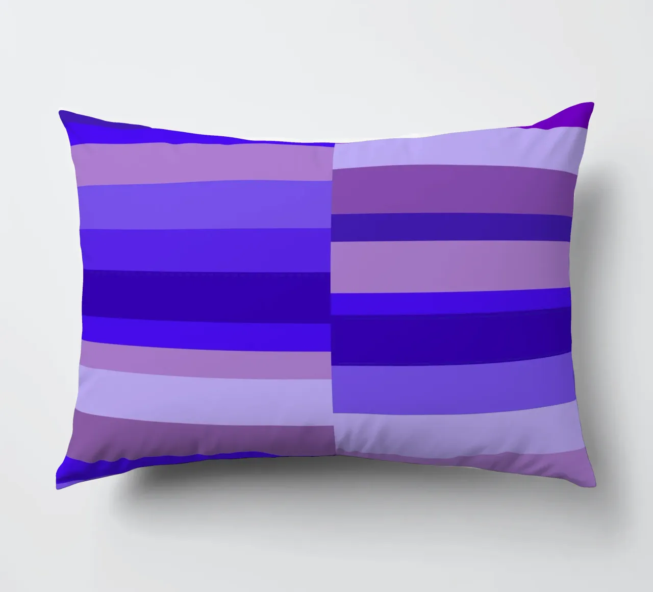 Stripes in shades of blue, geometric shapes, modern print decorative cushion by Lilou Art