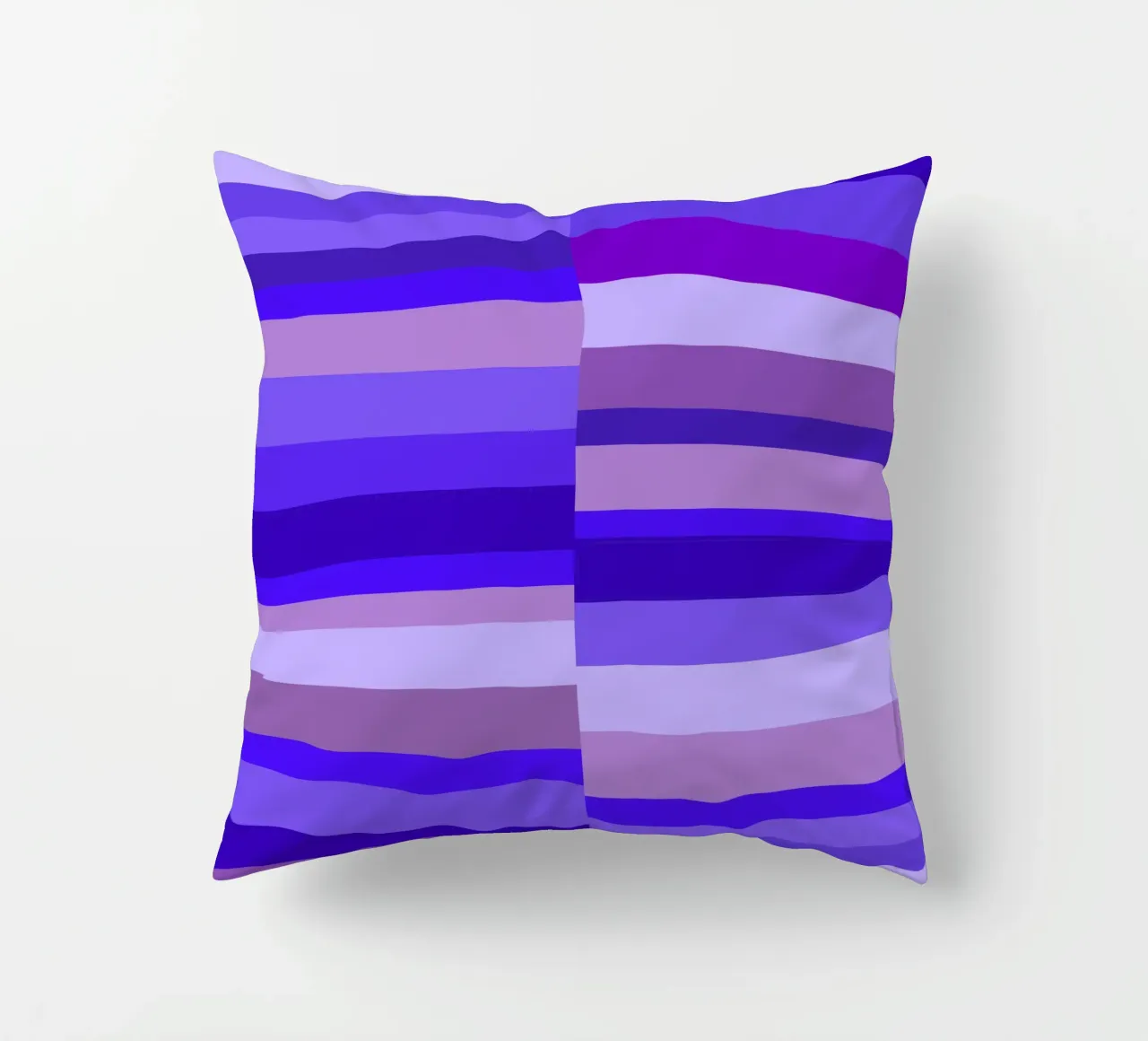 Stripes in shades of blue, geometric shapes, modern print decorative cushion by Lilou Art