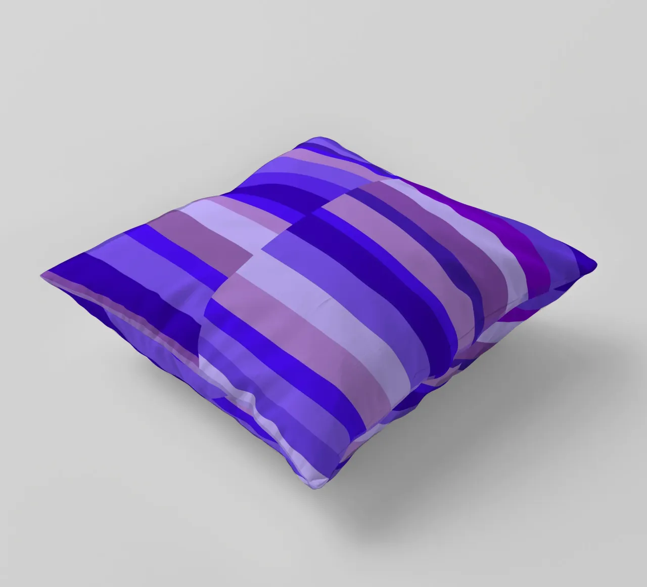 Stripes in shades of blue, geometric shapes, modern print decorative cushion by Lilou Art