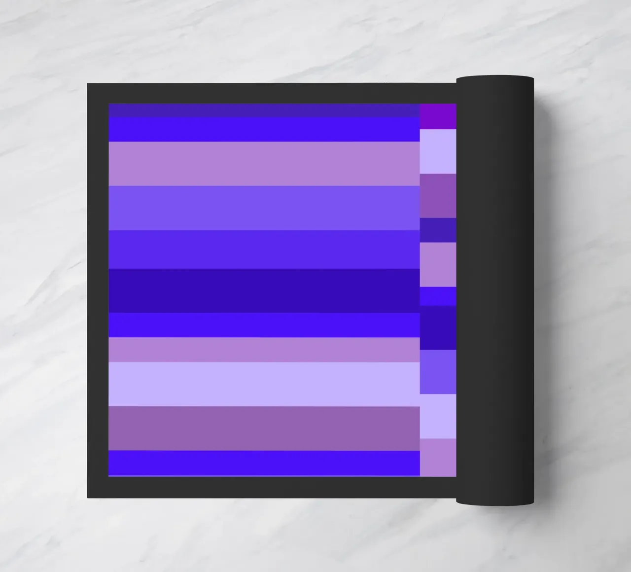 Stripes in shades of blue, geometric shapes, modern print doormat by Lilou Art