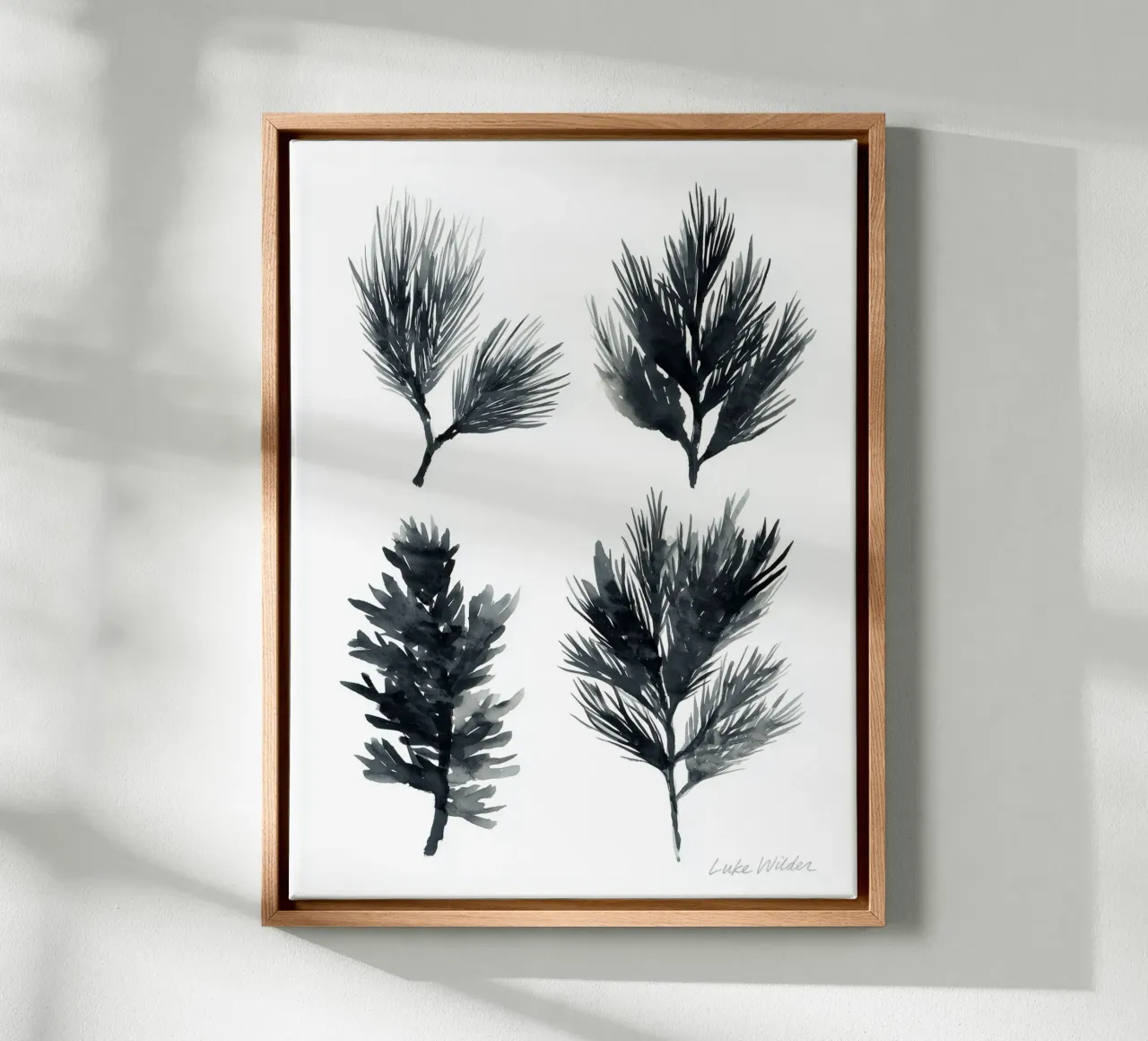 Ink Pine Quartet tela con Cornice a cassetta da Luke Wilder Studio
