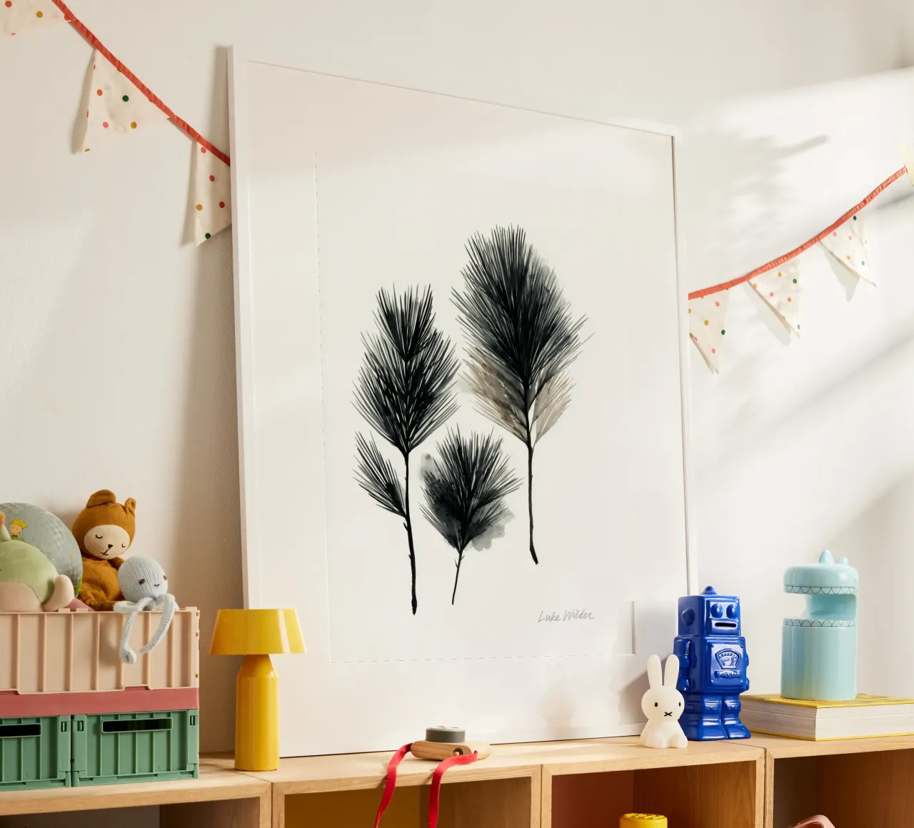 Ink Pine Trio poster con telaio in legno da Louise Wilder Studio