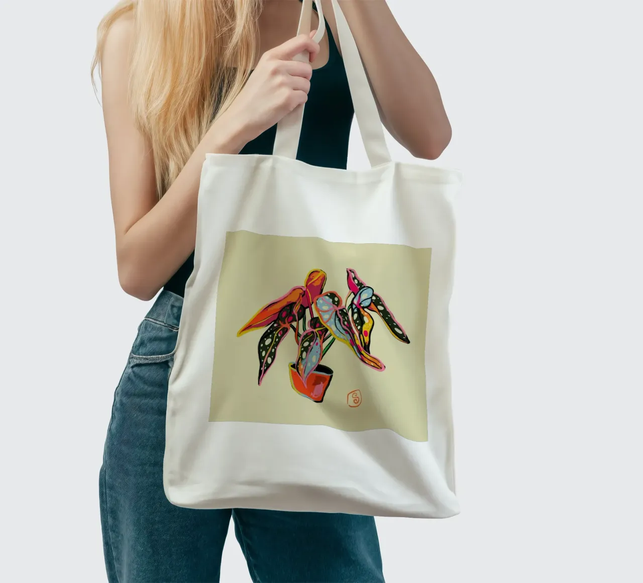 Colourful Begonia borsa in juta da Sandra Poliakov