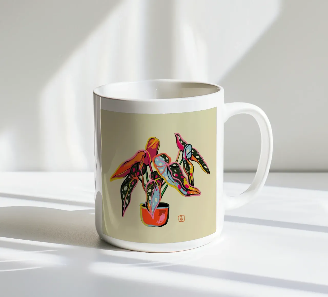 Colourful Begonia tazza in ceramica da Sandra Poliakov