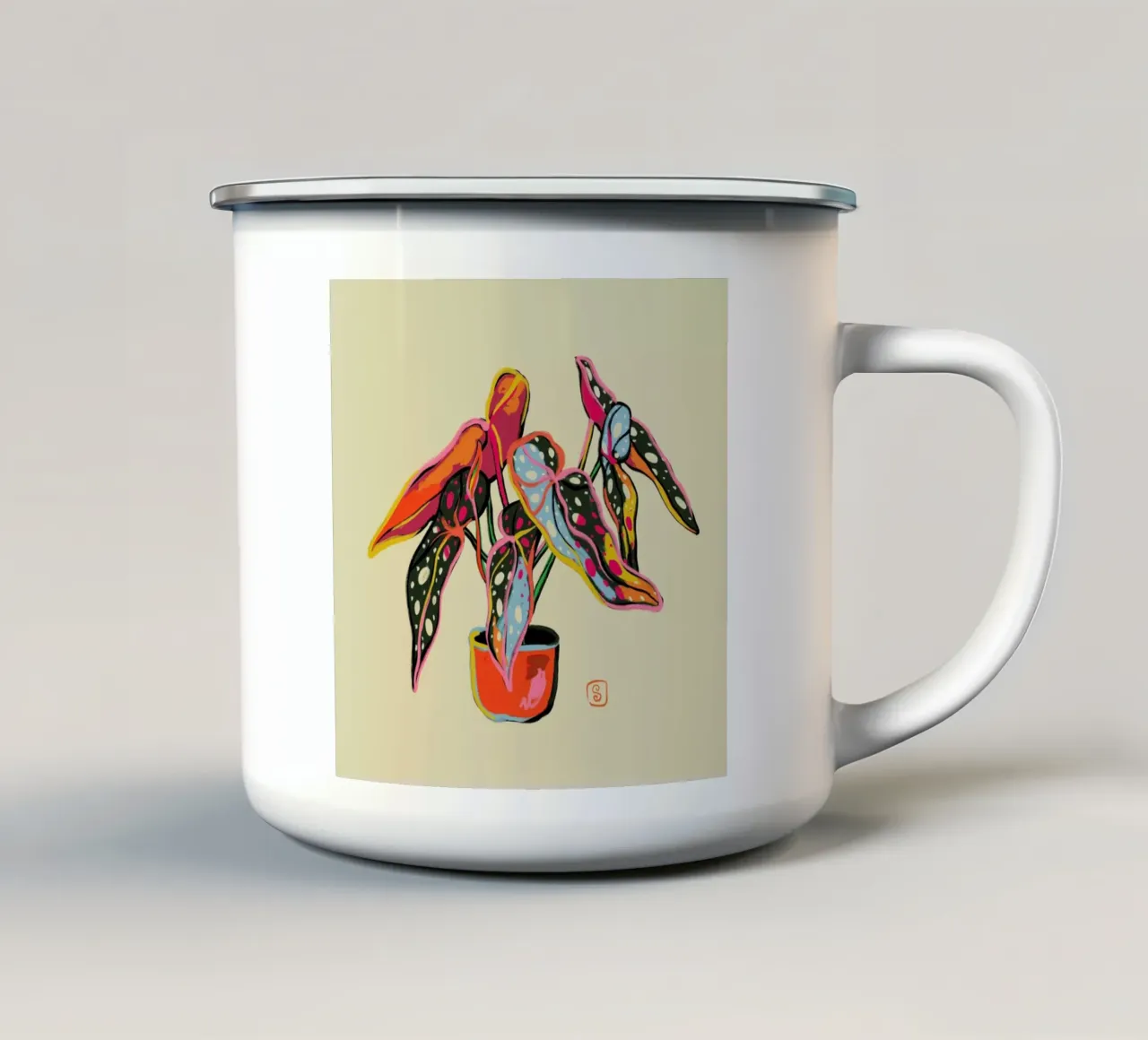 Colourful Begonia tazza in smalto da Sandra Poliakov