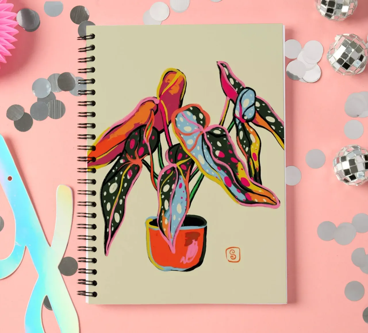 Colourful Begonia spiral notebook by Sandra Poliakov