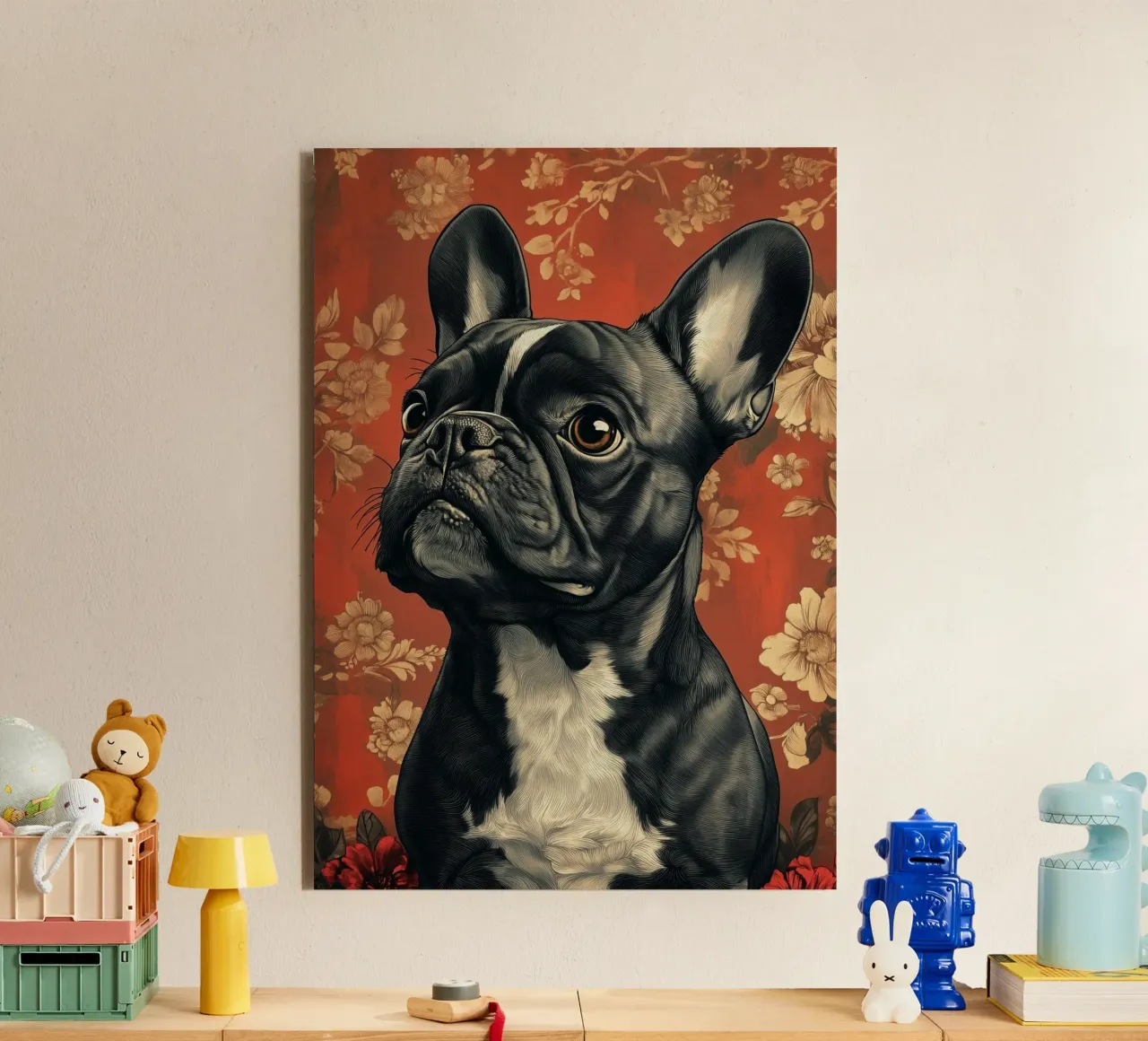 Cane bulldog francese alluminio dibond da Justyna Jaszke JBJart