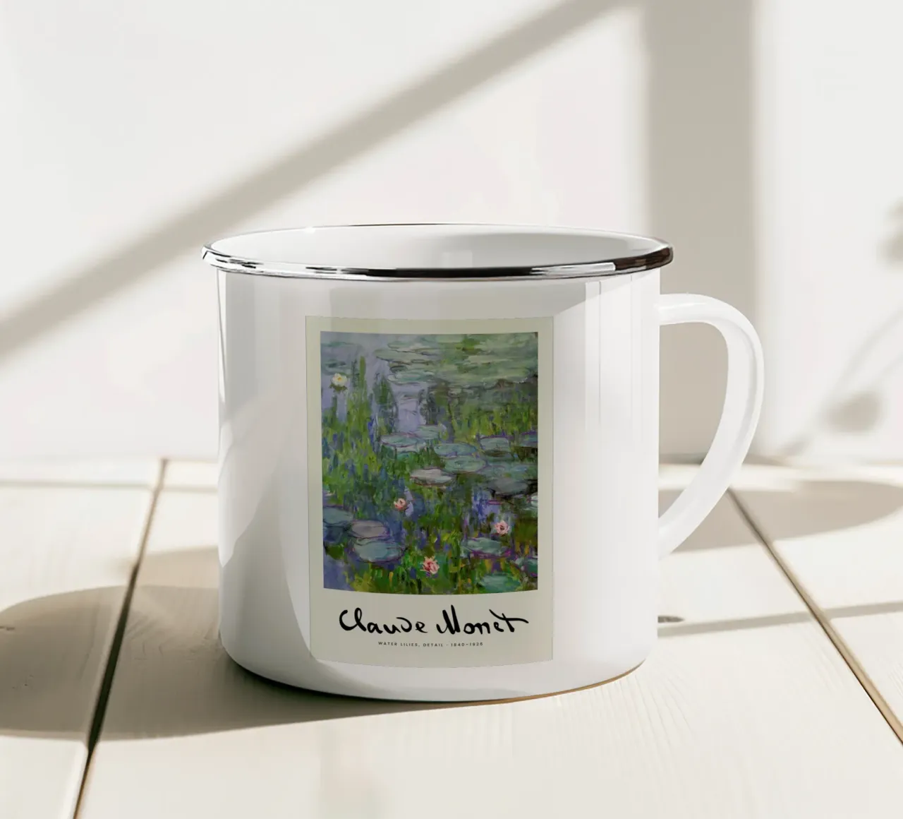 Monet – Signed Water Lilies 3 tazza in smalto da Vintage by JUNIQE