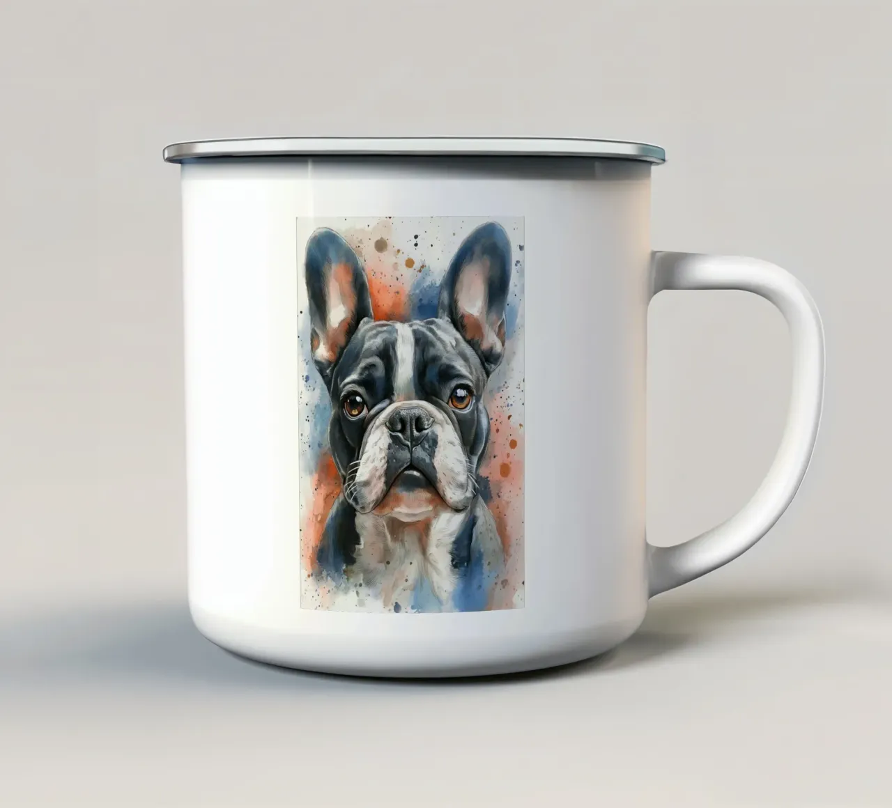 Cane bulldog francese tazza in smalto da Justyna Jaszke JBJart