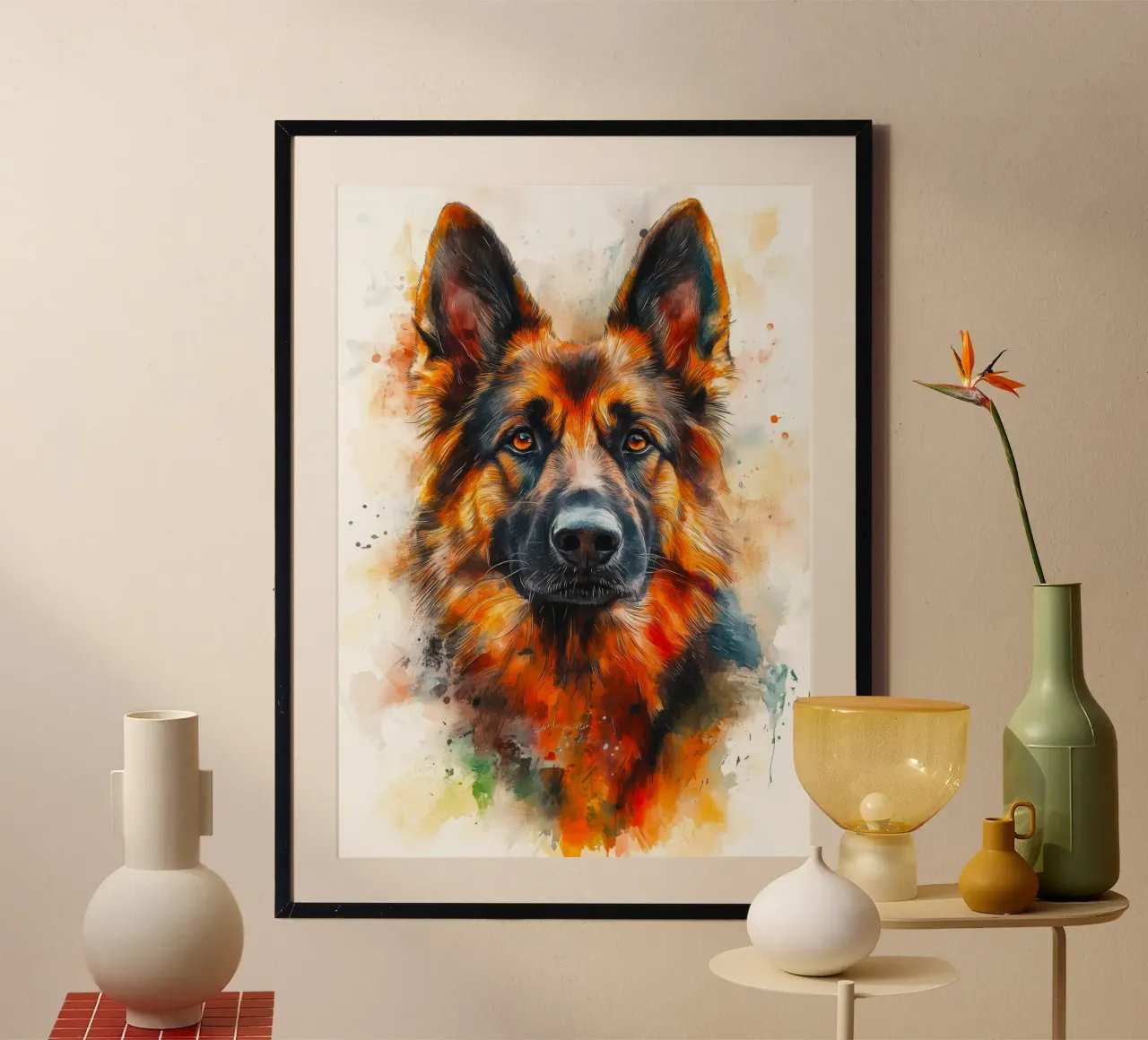Cane pastore tedesco poster con telaio in alluminio da Justyna Jaszke JBJart