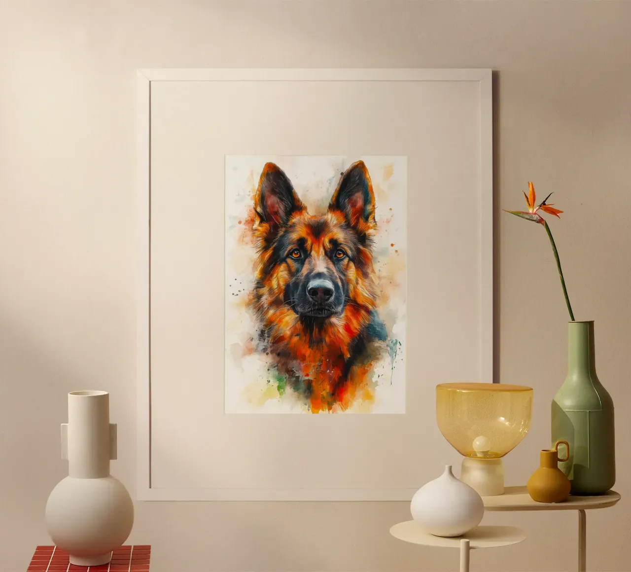 Cane pastore tedesco poster con telaio in alluminio da Justyna Jaszke JBJart