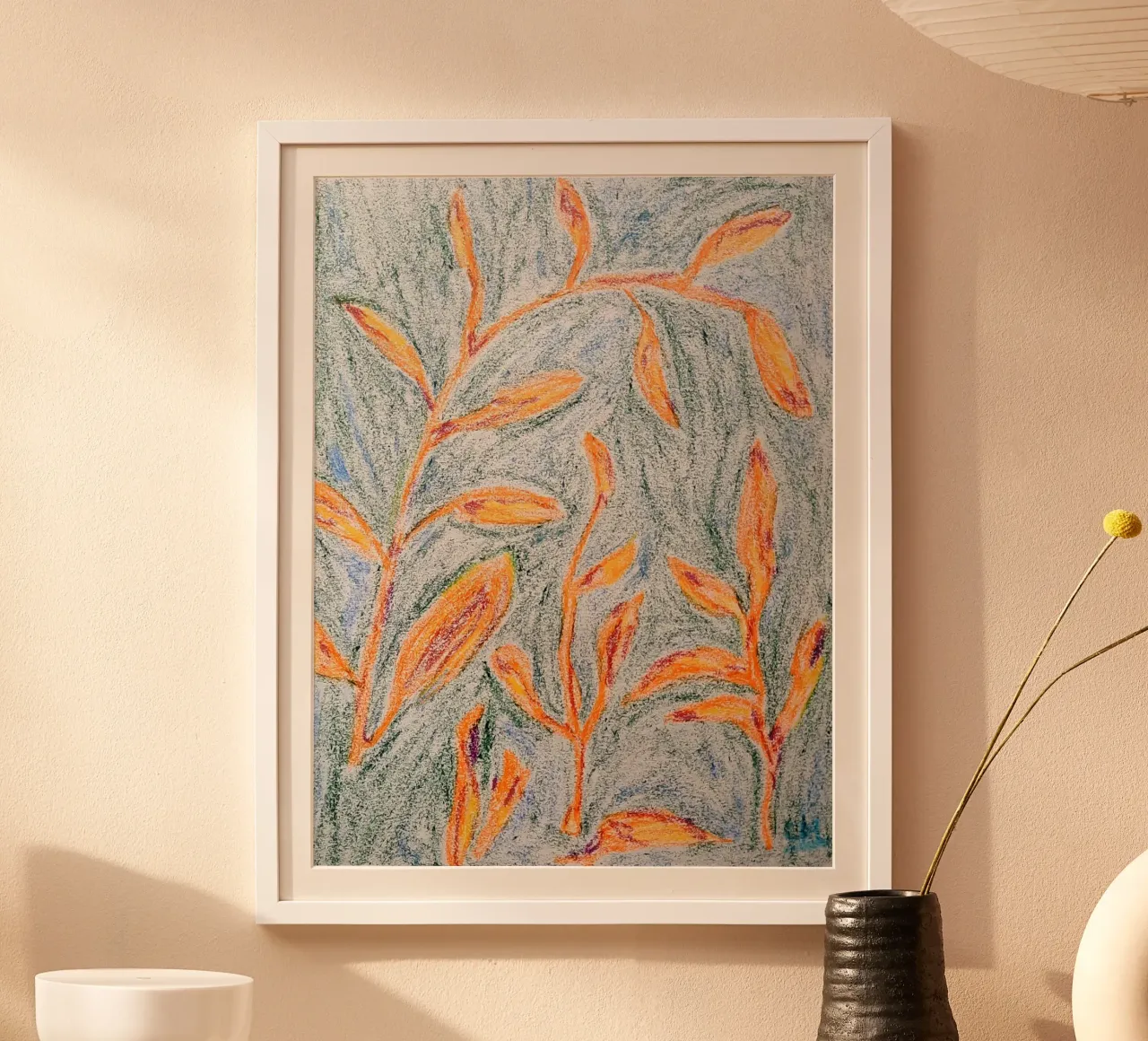 Foglie danzanti poster con telaio in legno da Cohe studio