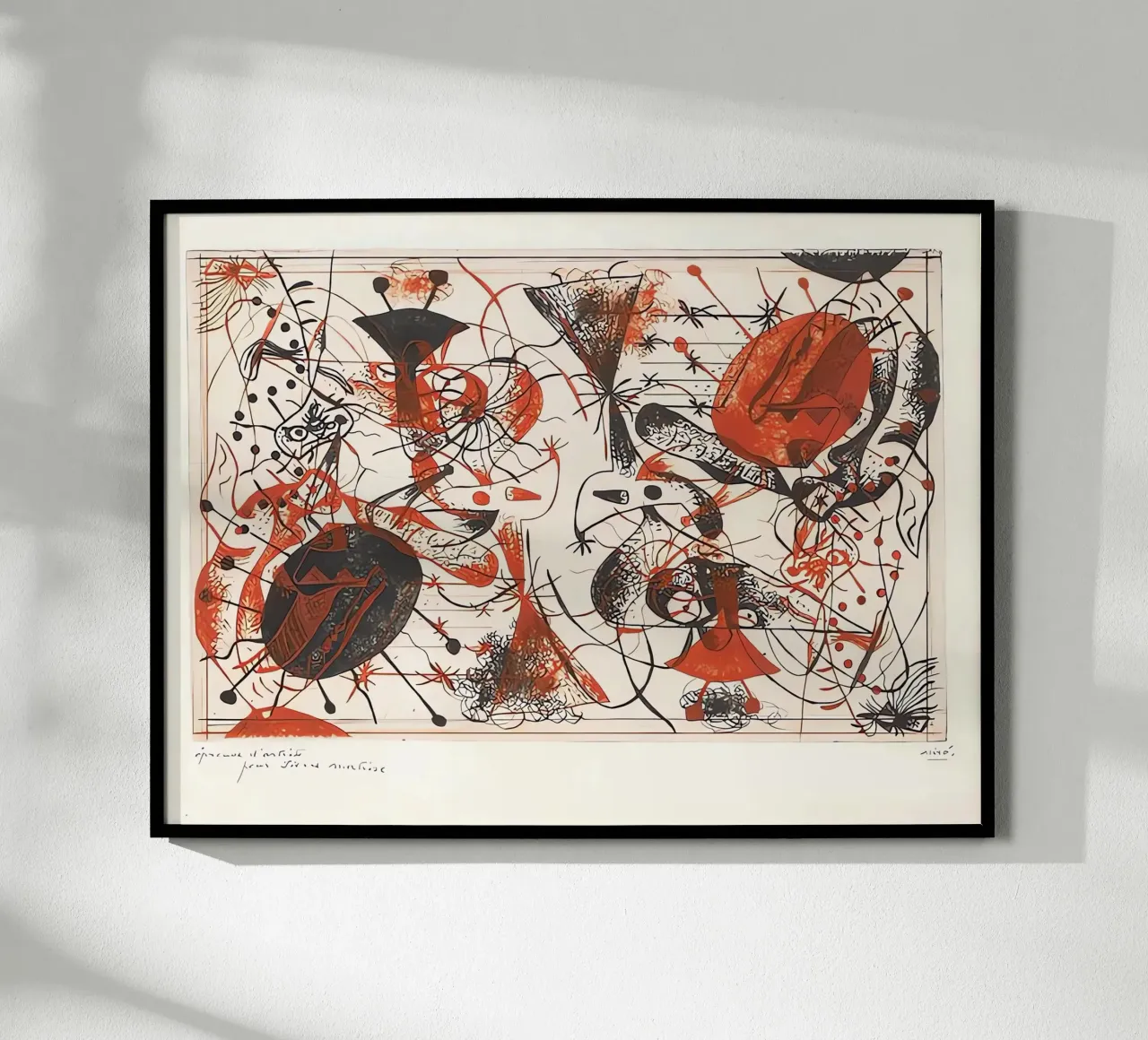 Nero e rosso poster con telaio in alluminio da Narciso