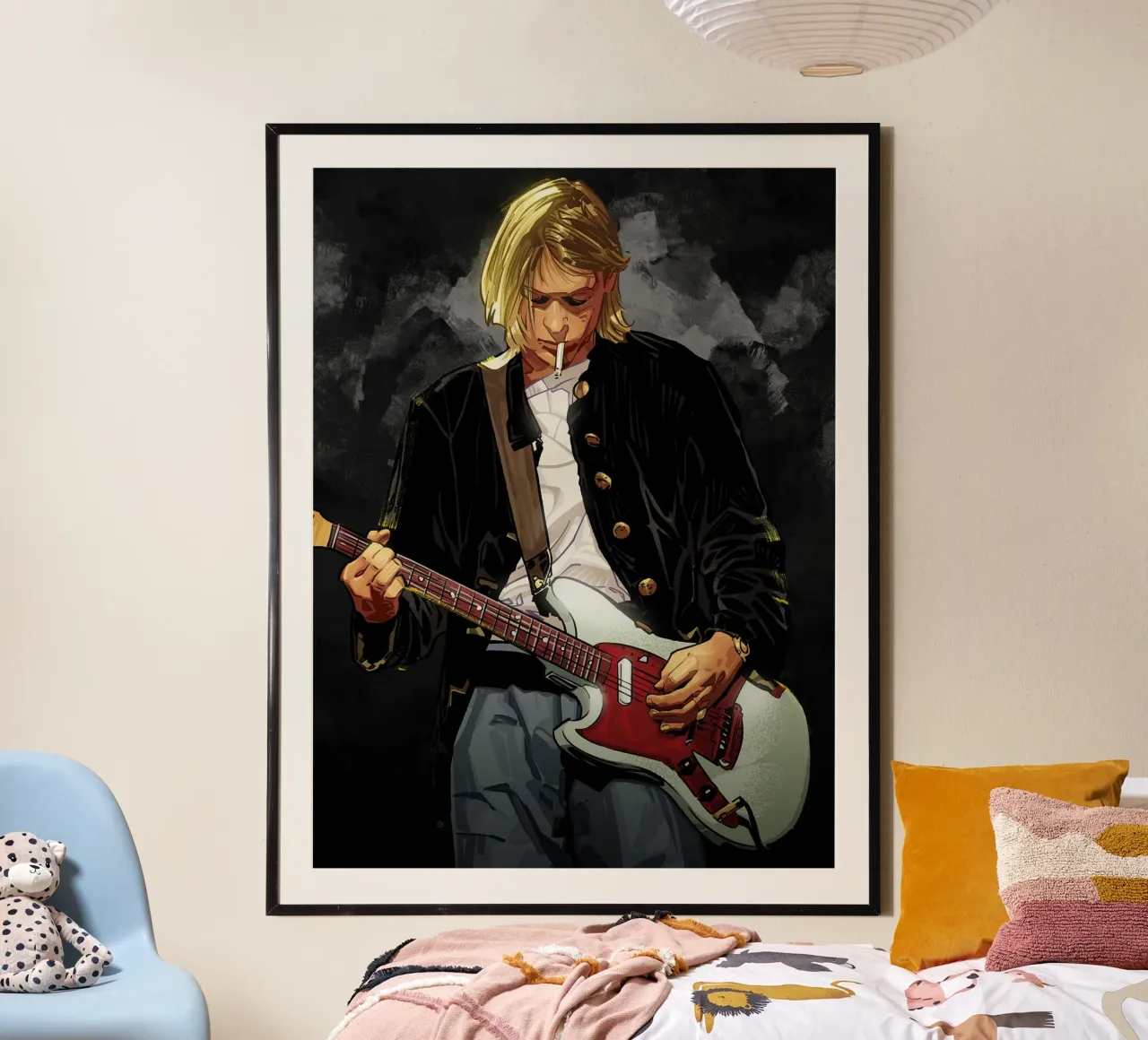 Kurt Cobain art poster con telaio in plastica da nicol shop
