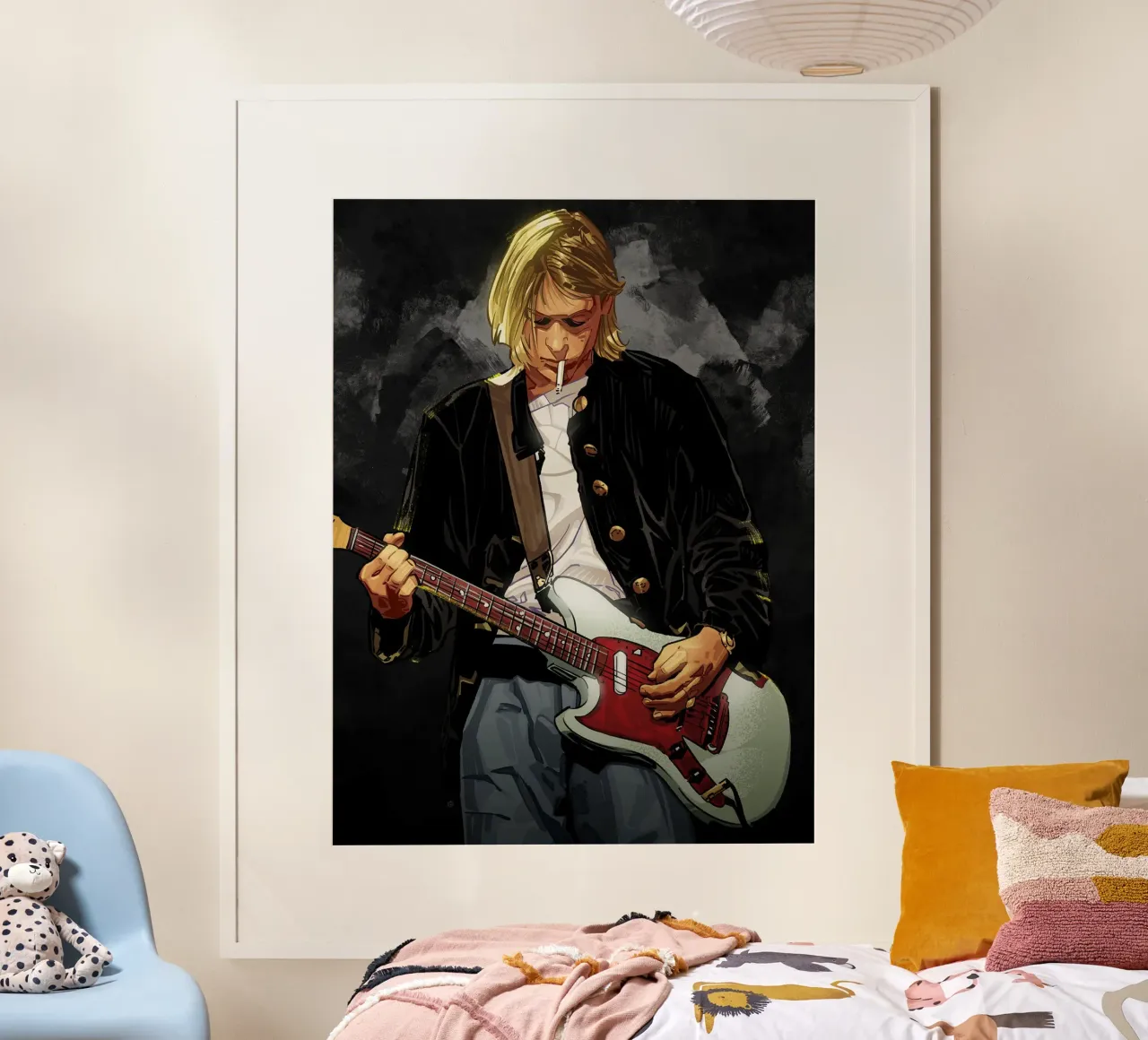 Kurt Cobain art poster con telaio in plastica da nicol shop