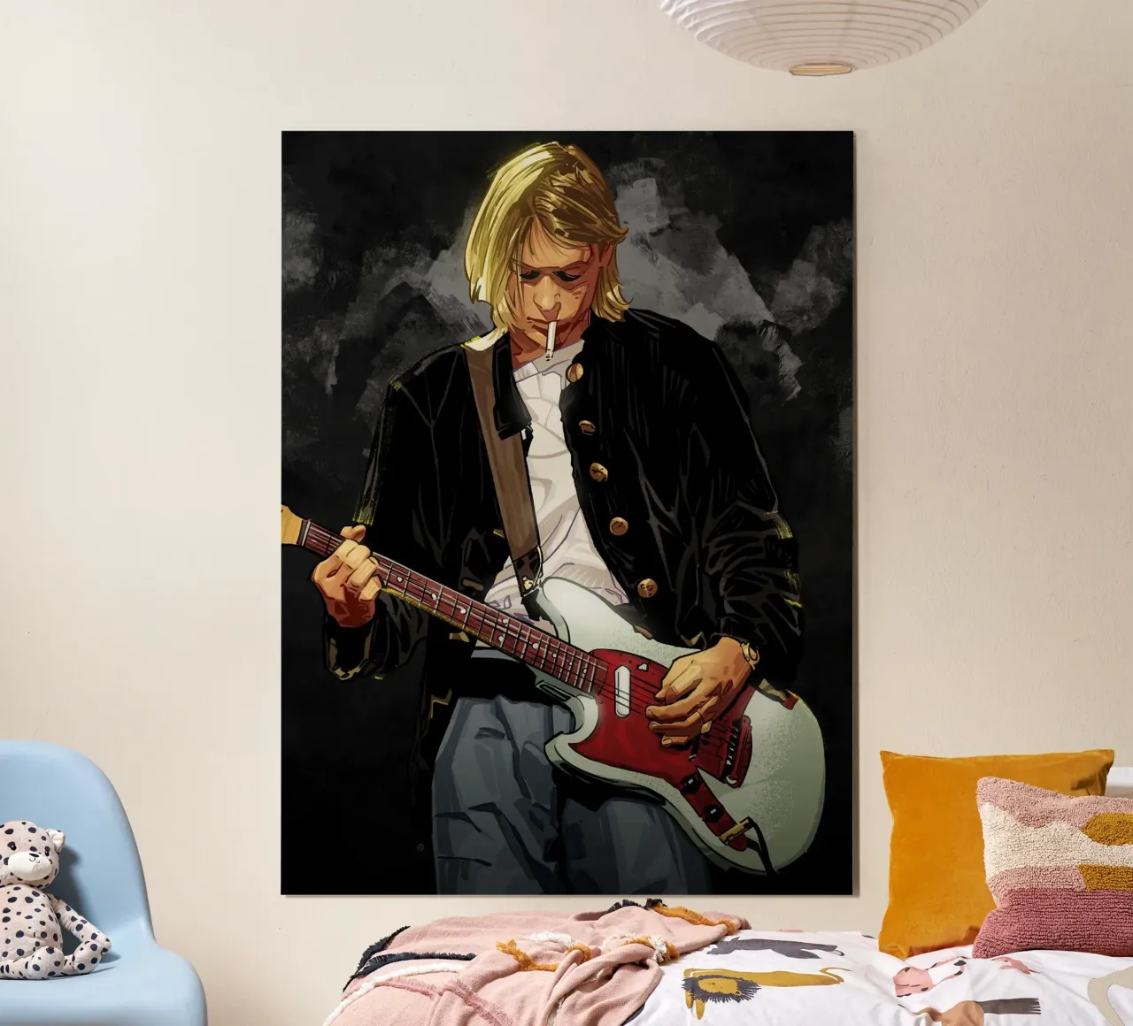 Kurt Cobain art poster con telaio in plastica da nicol shop