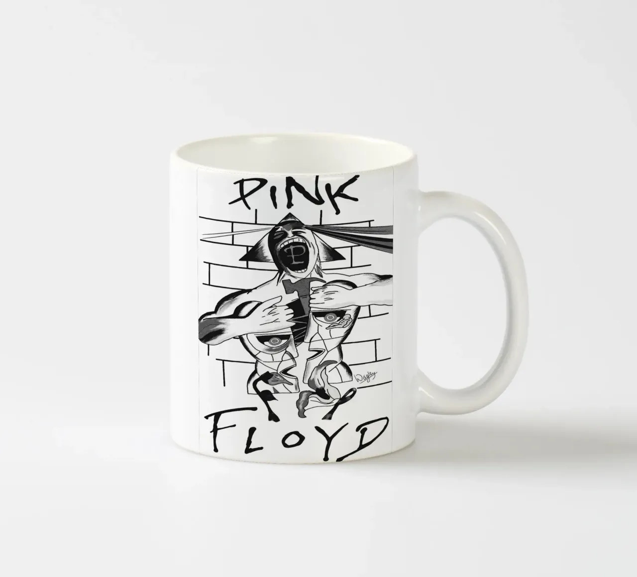 pink floyd band art ceramic mug by vanhesling
