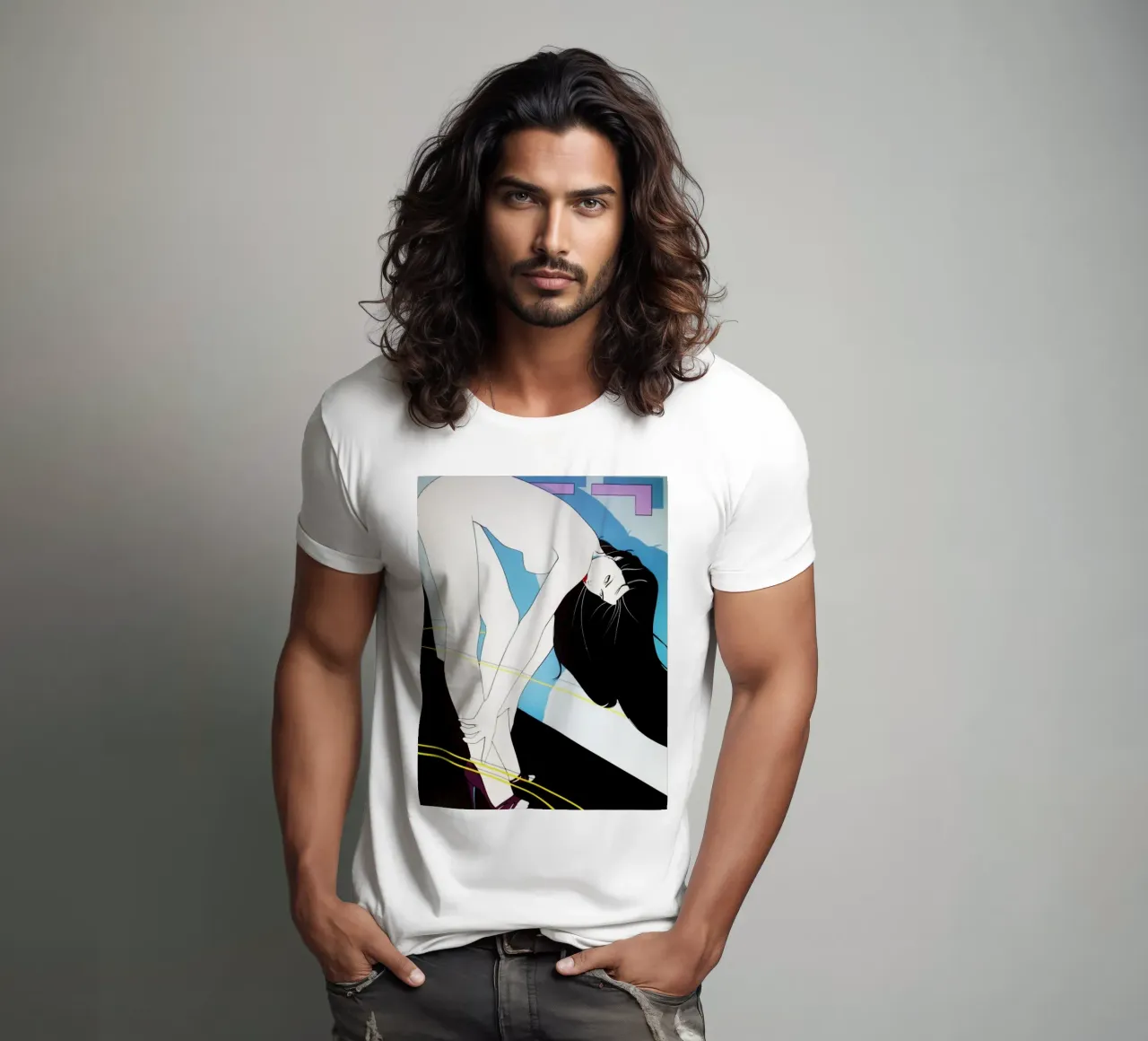 Patrick Nagel art t-shirt da Kabir