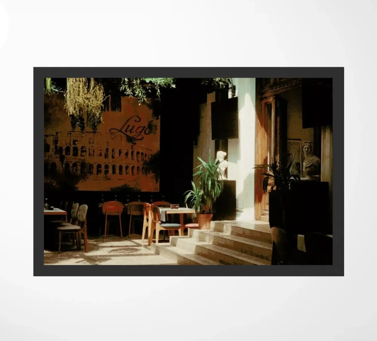 Analog Series The Small Cafe Fußmatte von Sebastian Hilgetag