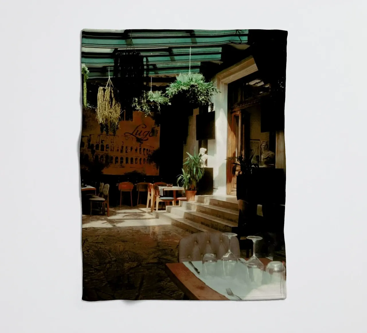 Analog Series The Small Cafe fleece blanket by Sebastian Hilgetag