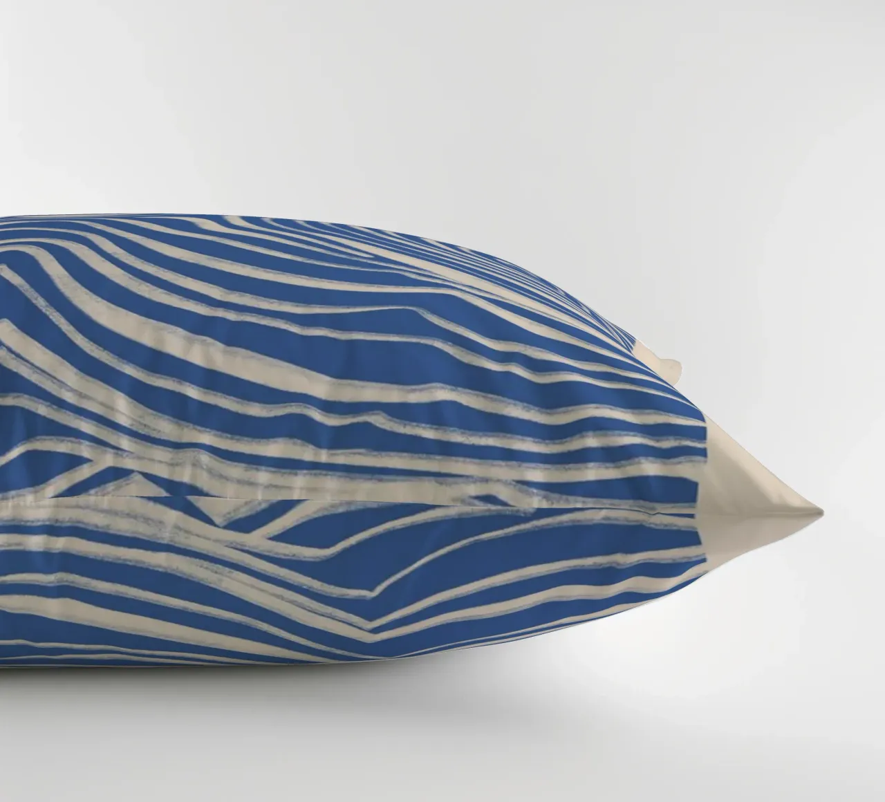Abstract White Swirls on Blue decorative cushion by Melloi Art Print
