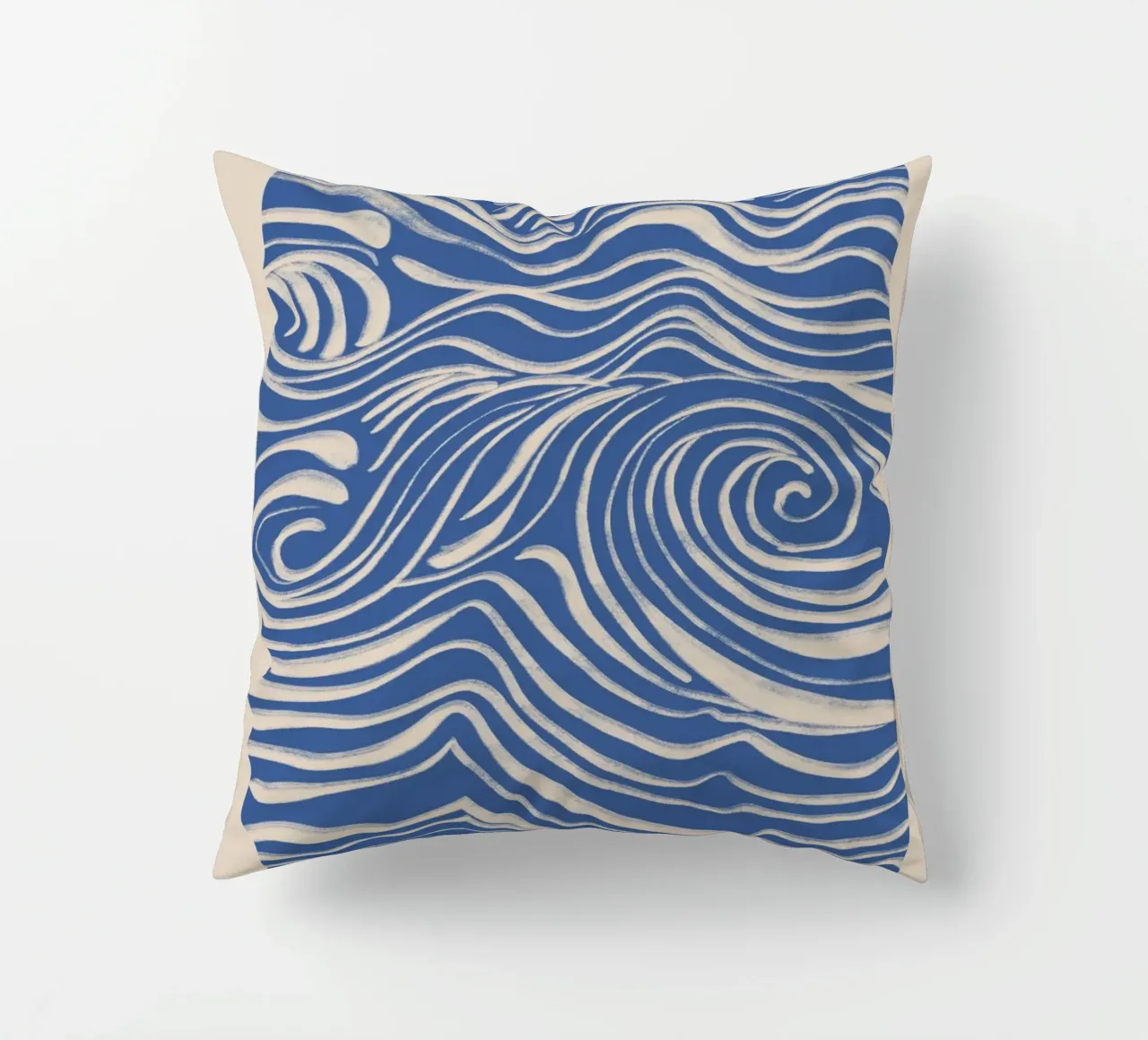 Abstract White Swirls on Blue decorative cushion by Melloi Art Print